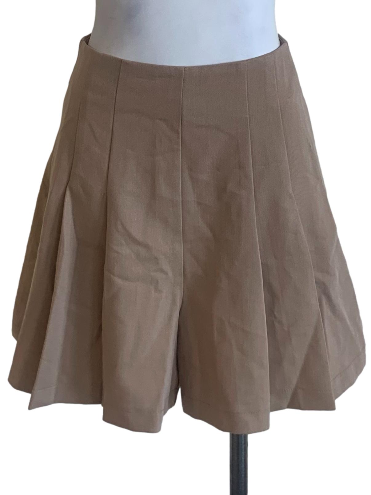 Peanut Brown Box Pleated Shorts