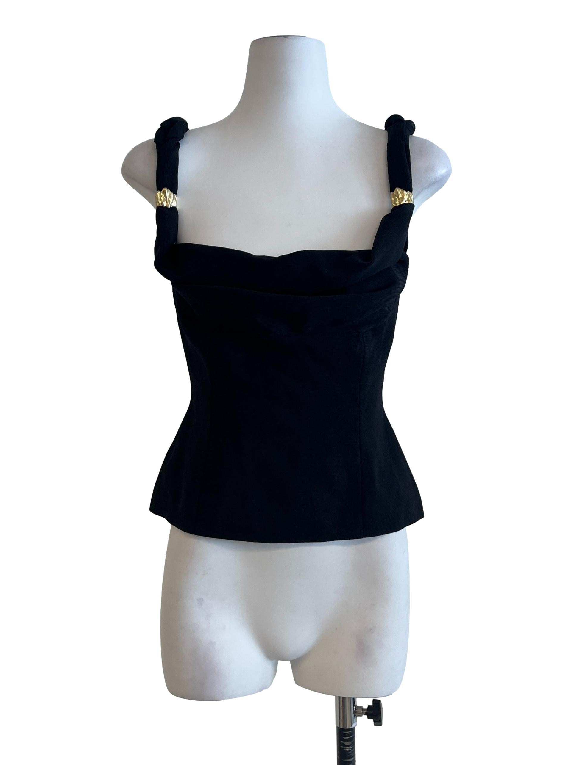 Ink Black Square Sleeveless Top