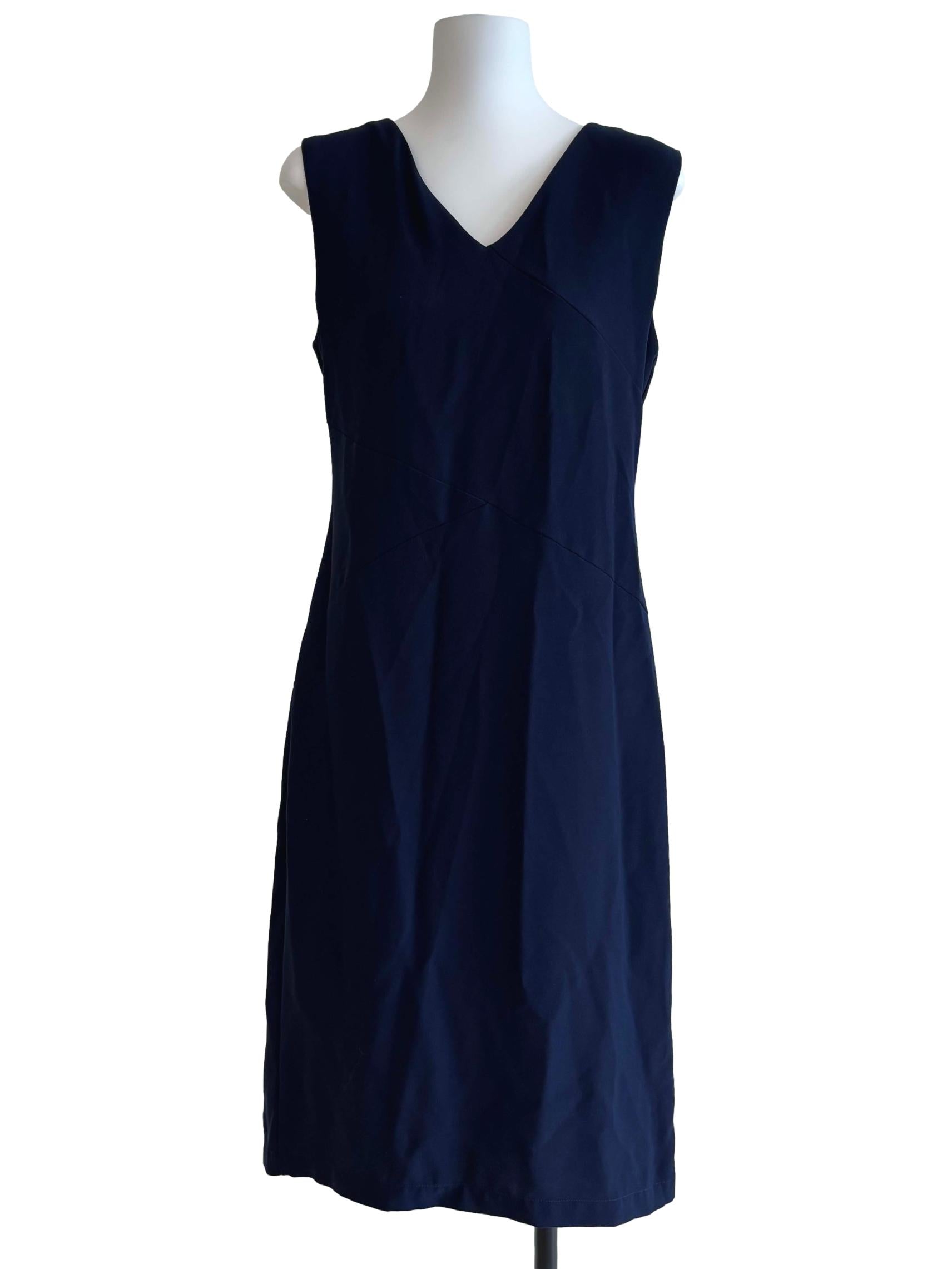 Navy Blue Sleeveless Sheath Dress