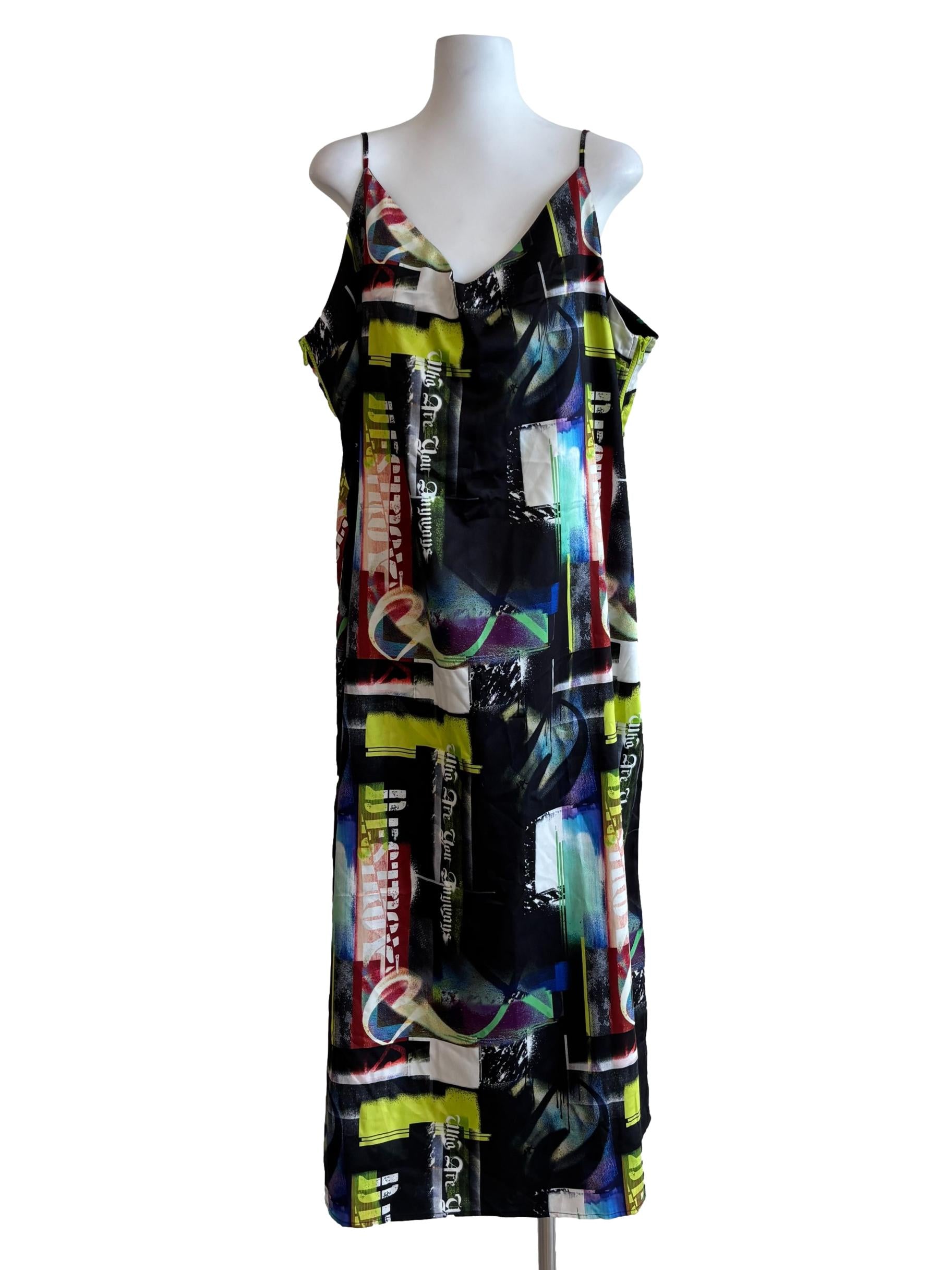 Black Neon Abstract Print Dress