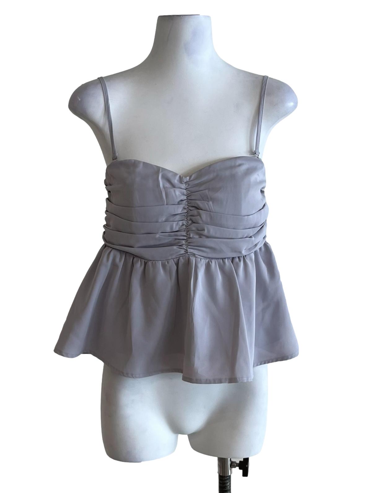 Flint Grey Spaghetti Strap Peplum Top