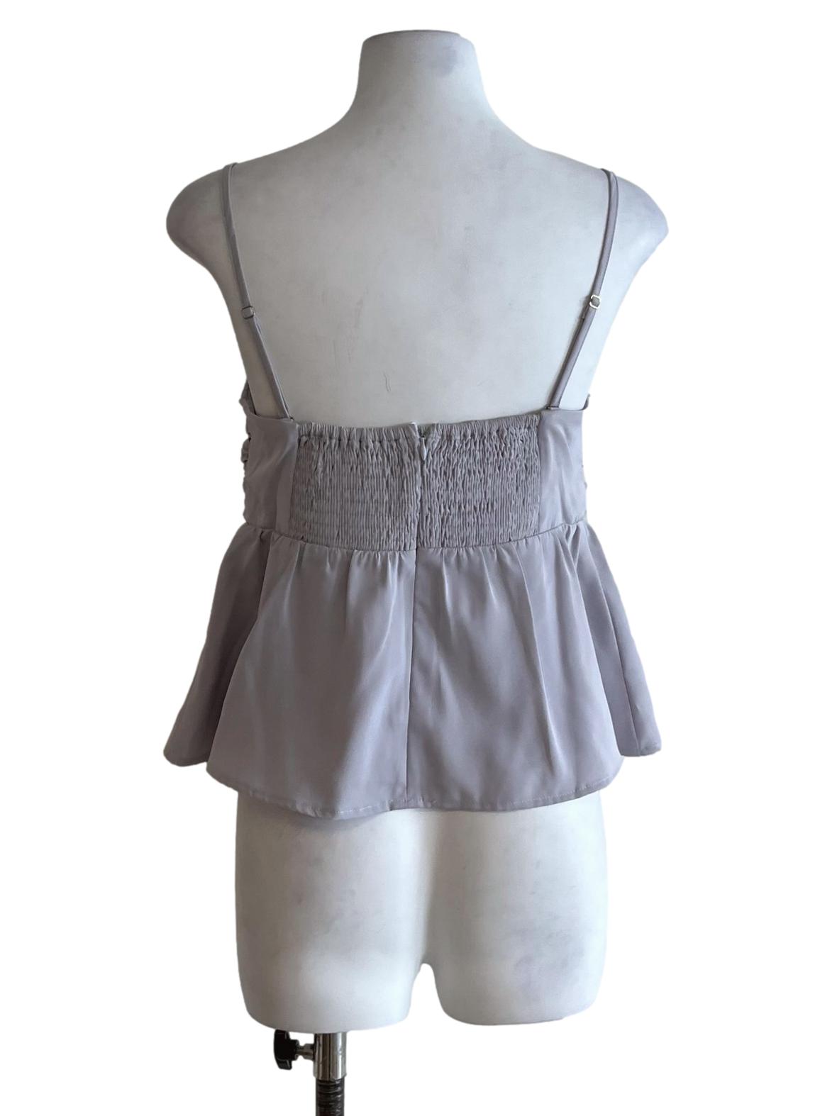 Flint Grey Spaghetti Strap Peplum Top