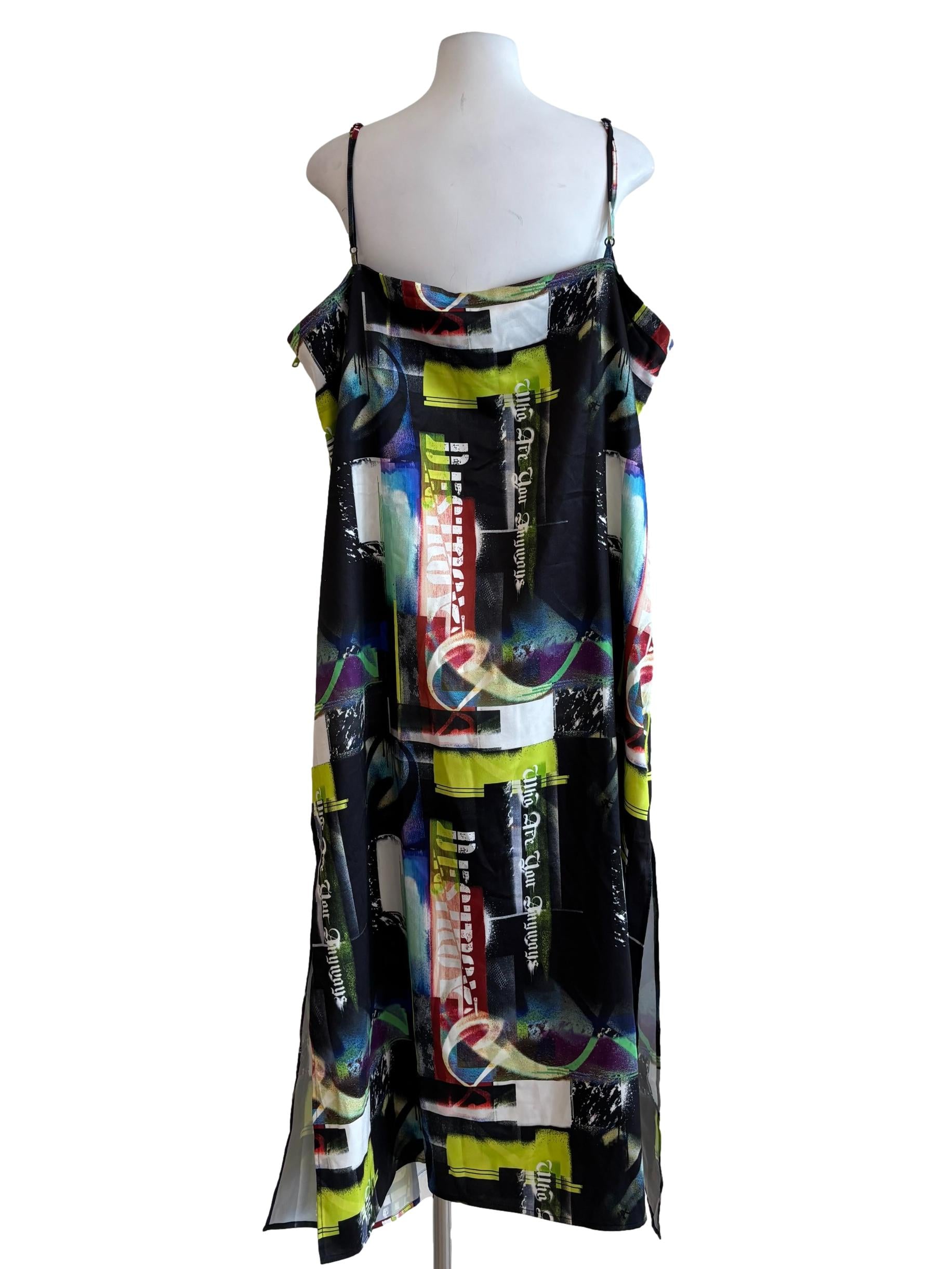 Black Neon Abstract Print Dress