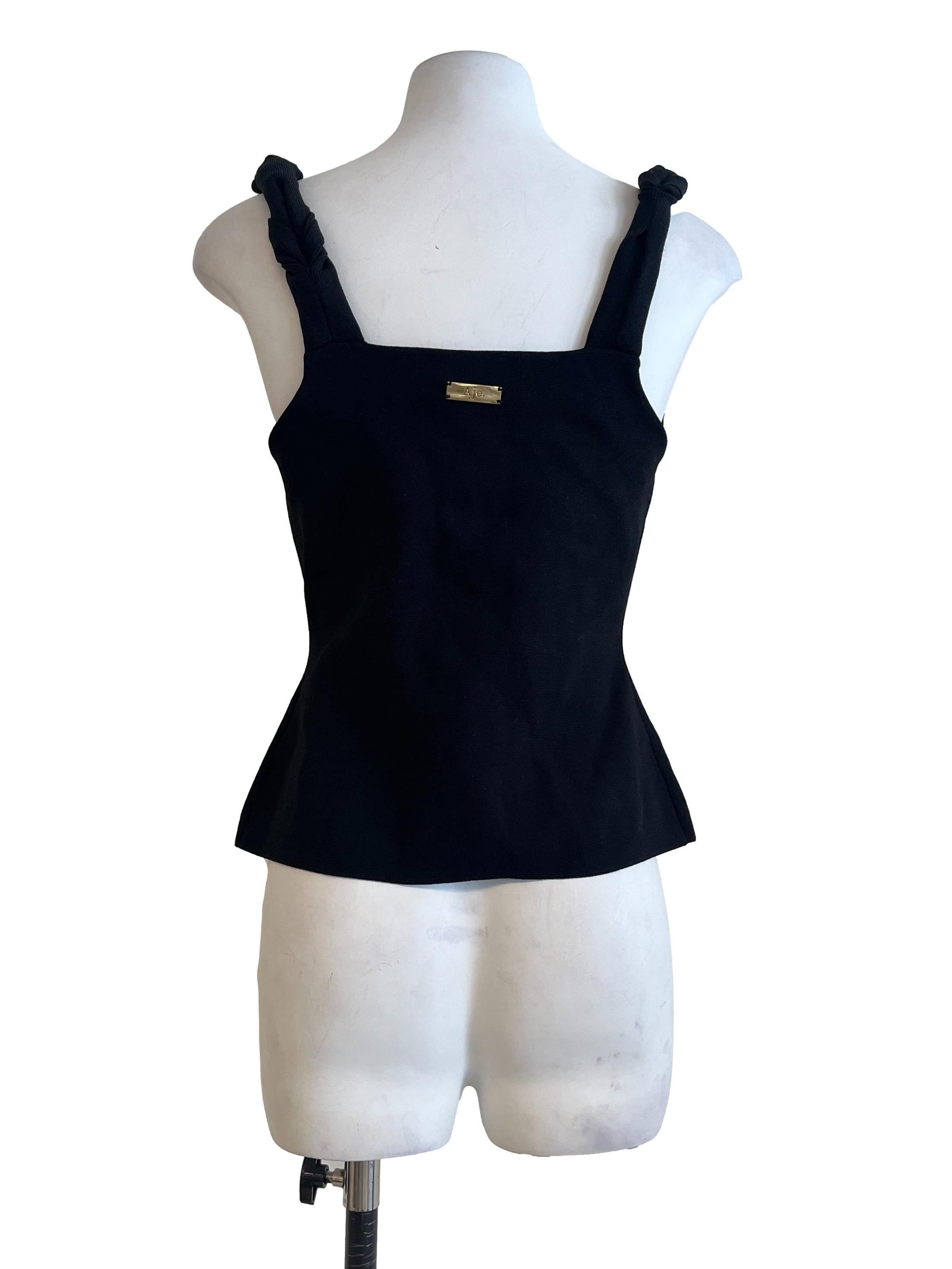 Ink Black Square Sleeveless Top