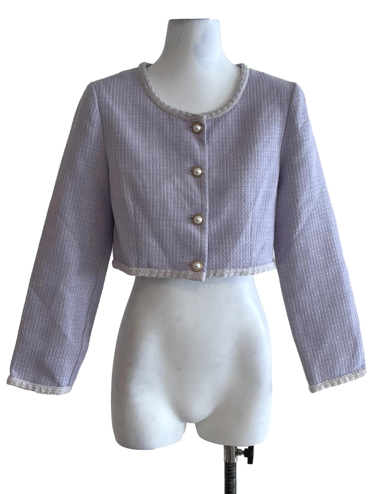 Heather Purple Tweed Cropped Blazer