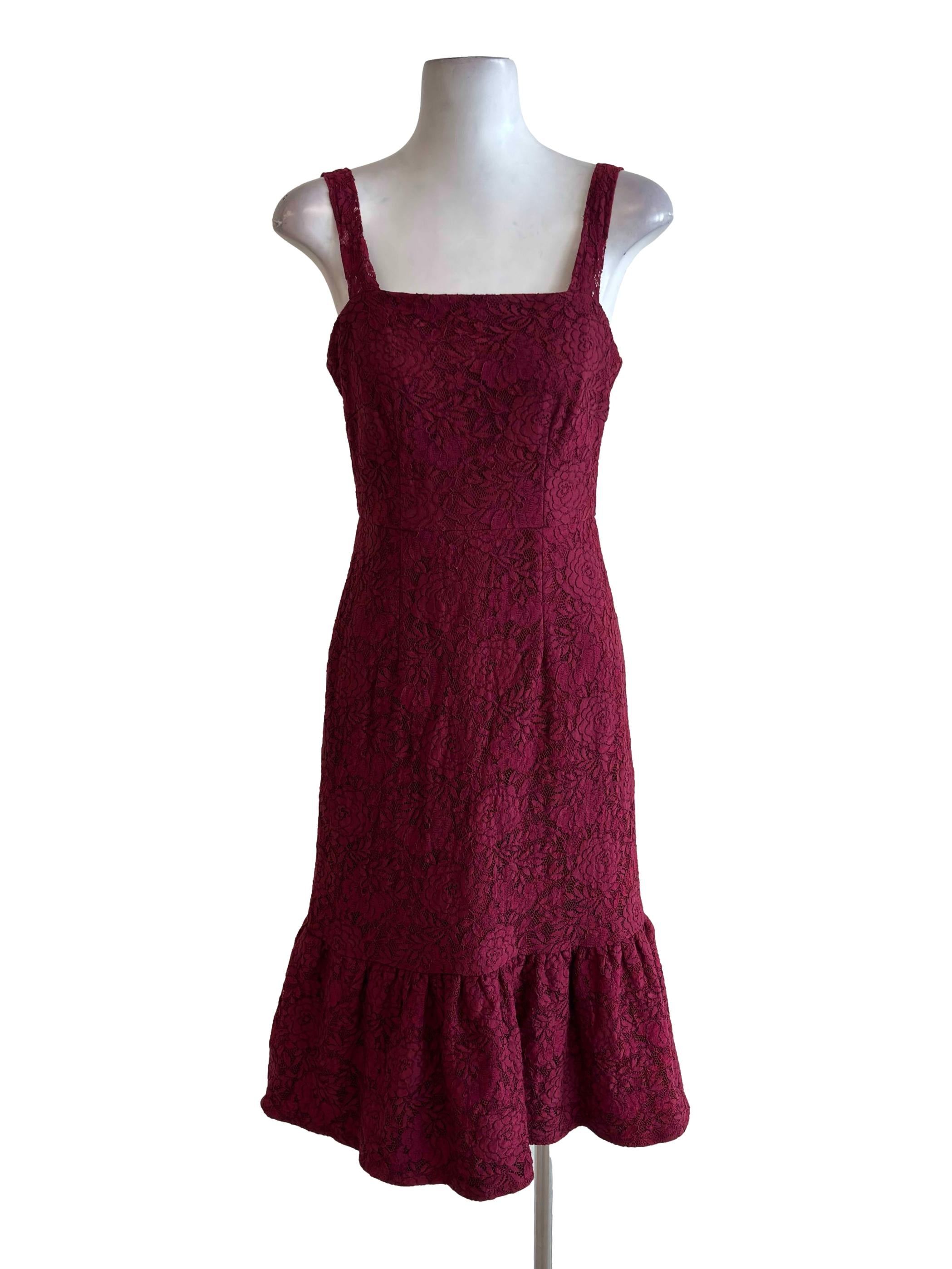 Ruby Red Lace Ruffle Dress