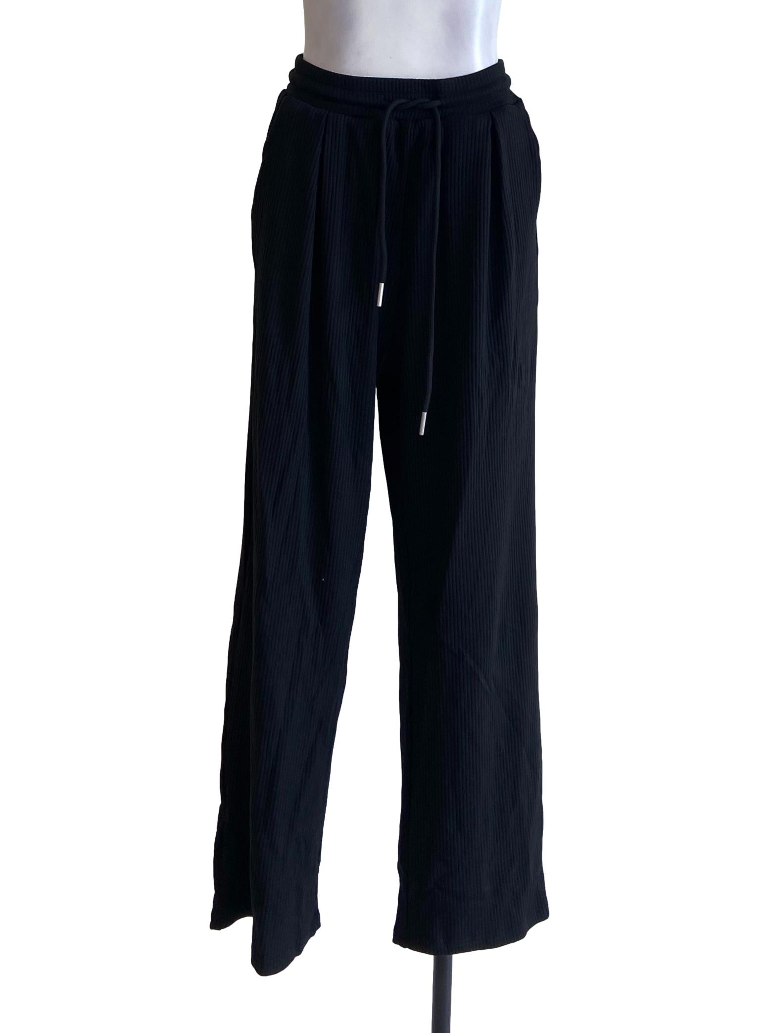 Black Pencil Stripe Palazzo Pants