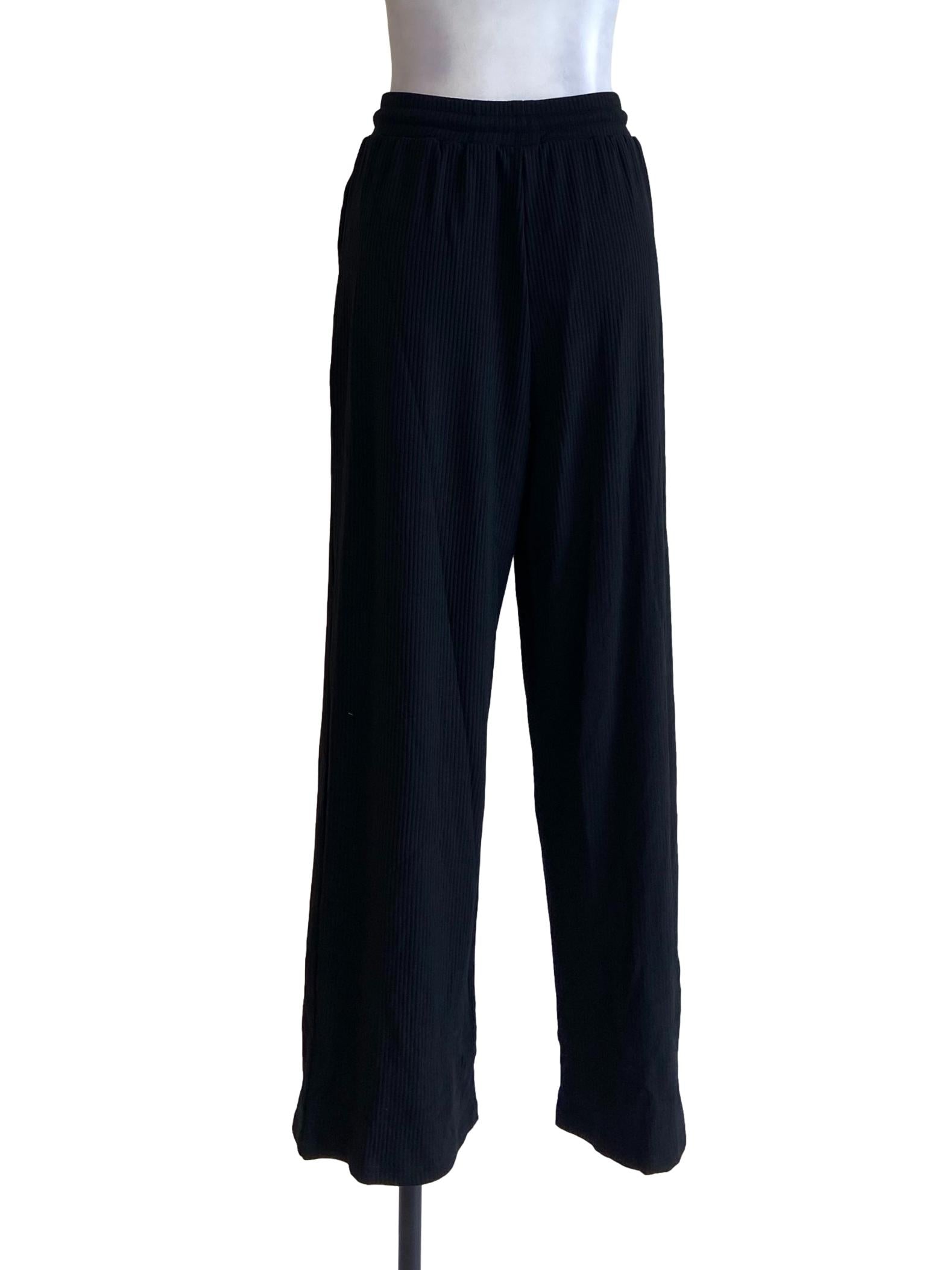 Black Pencil Stripe Palazzo Pants