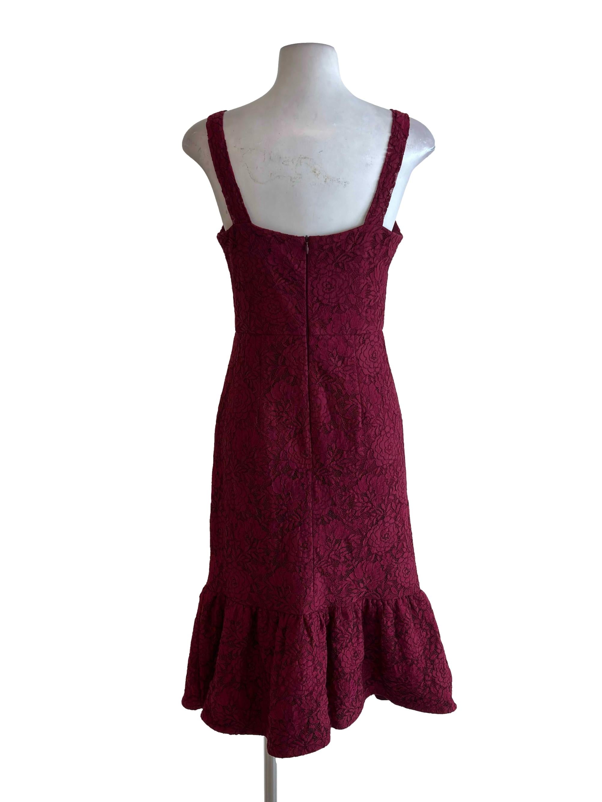 Ruby Red Lace Ruffle Dress