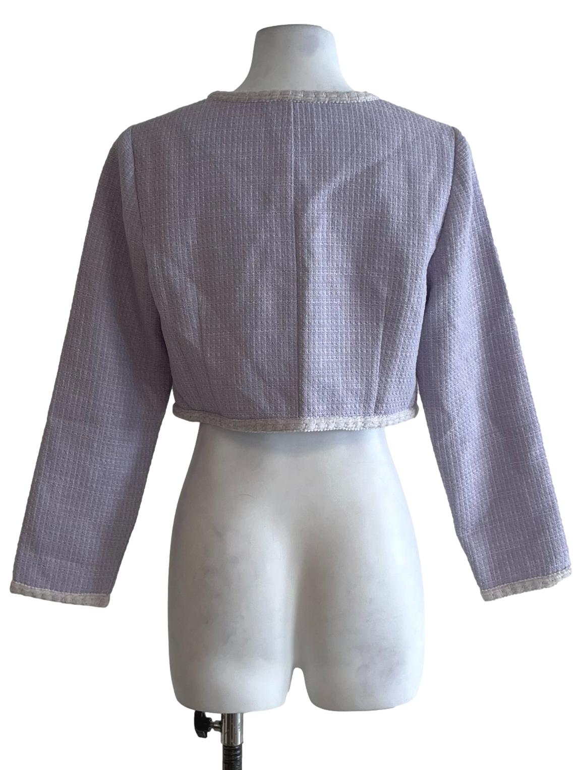 Heather Purple Tweed Cropped Blazer