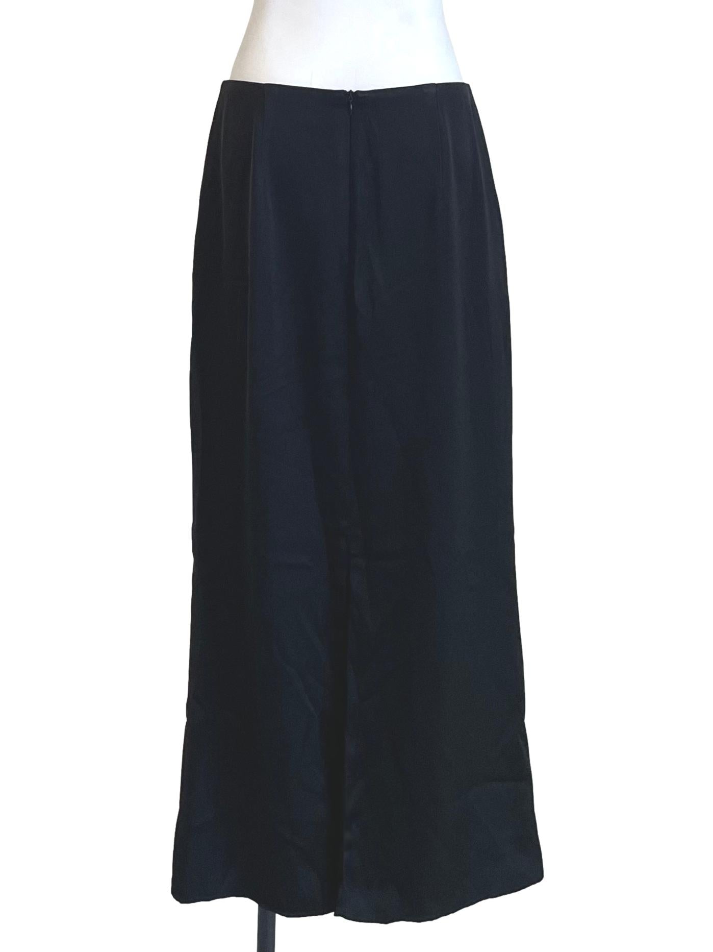 Black Satin Long Skirt