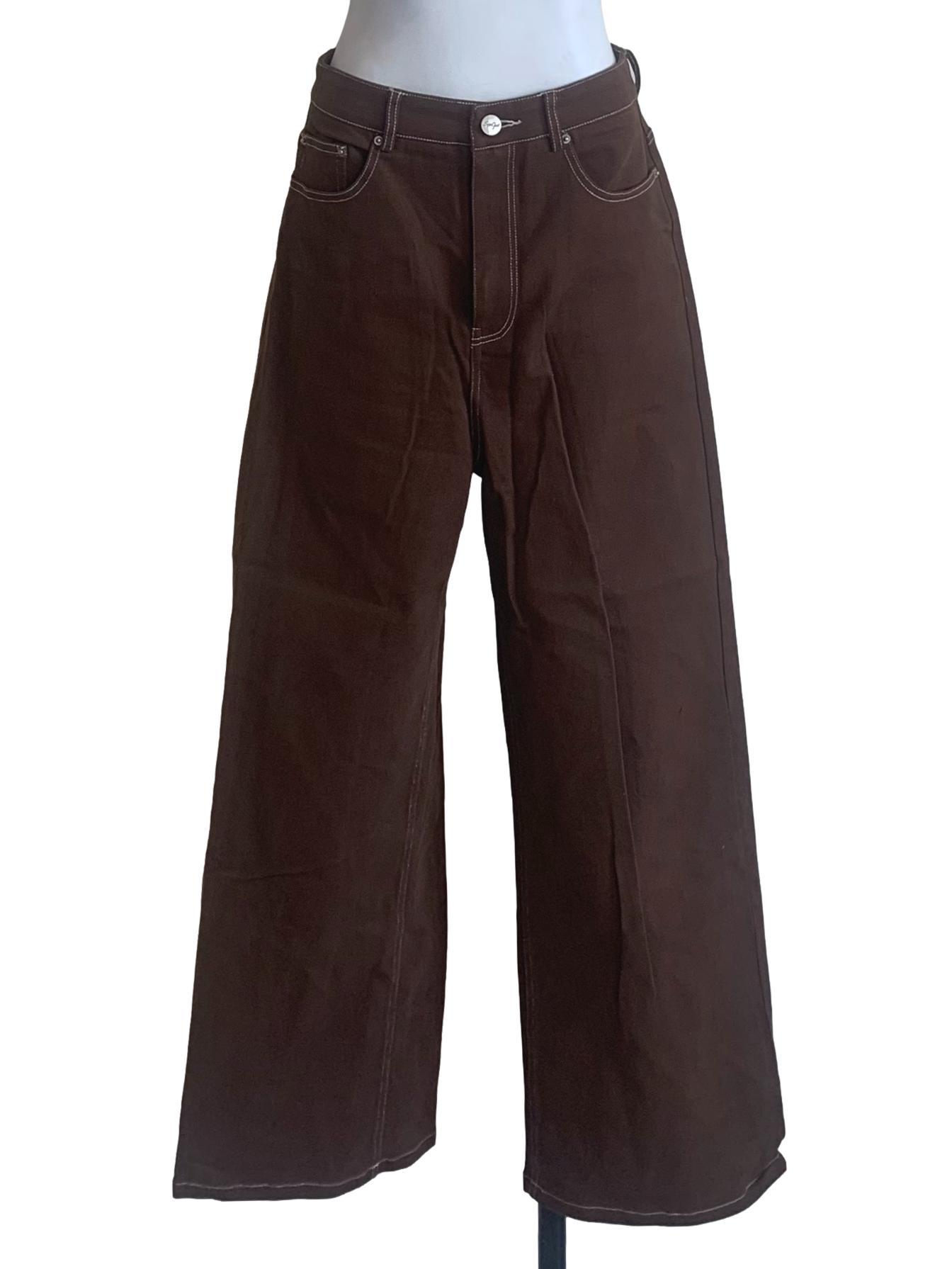 Wood Brown Straight Cut Pants