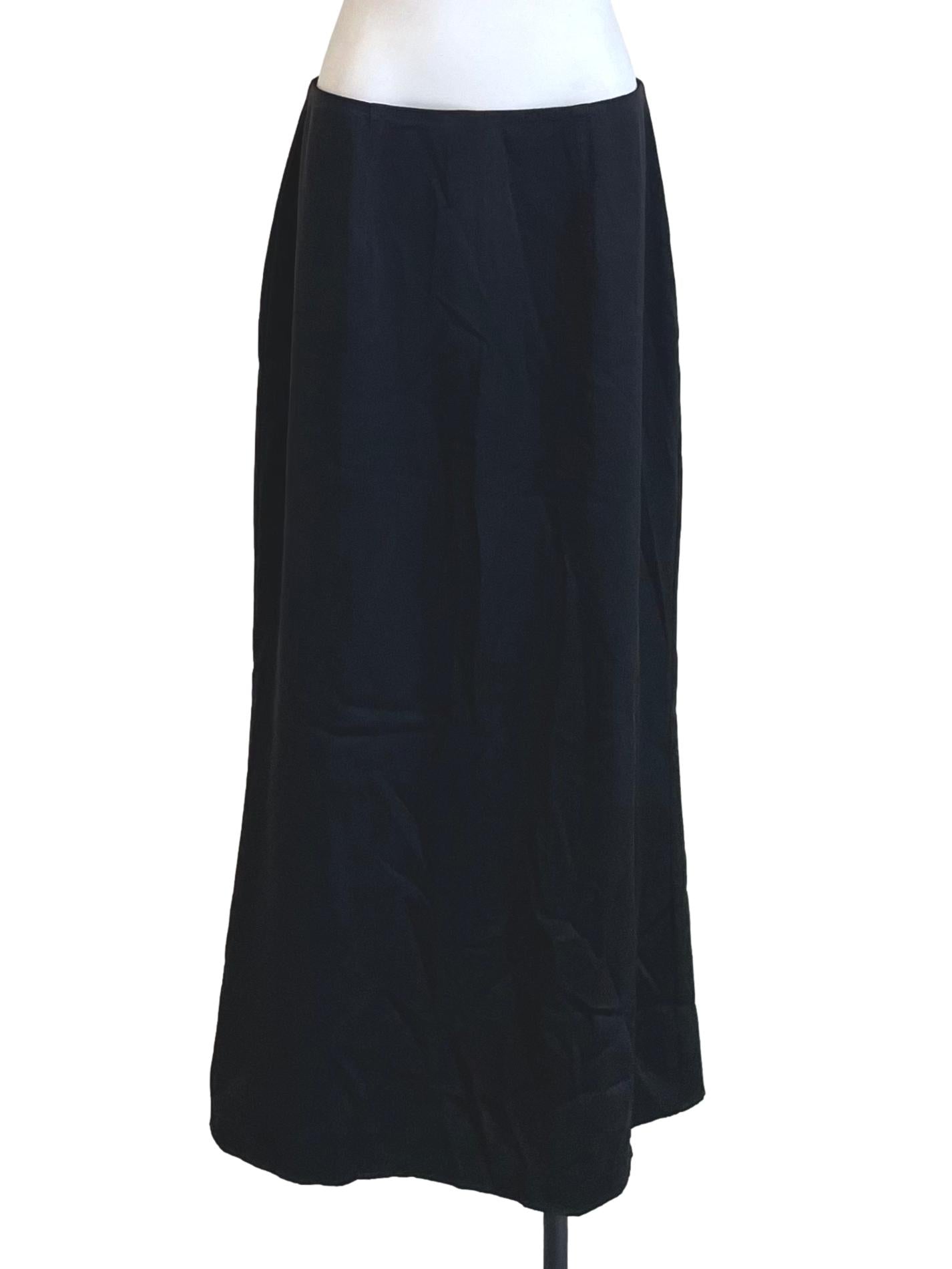 Black Satin Long Skirt