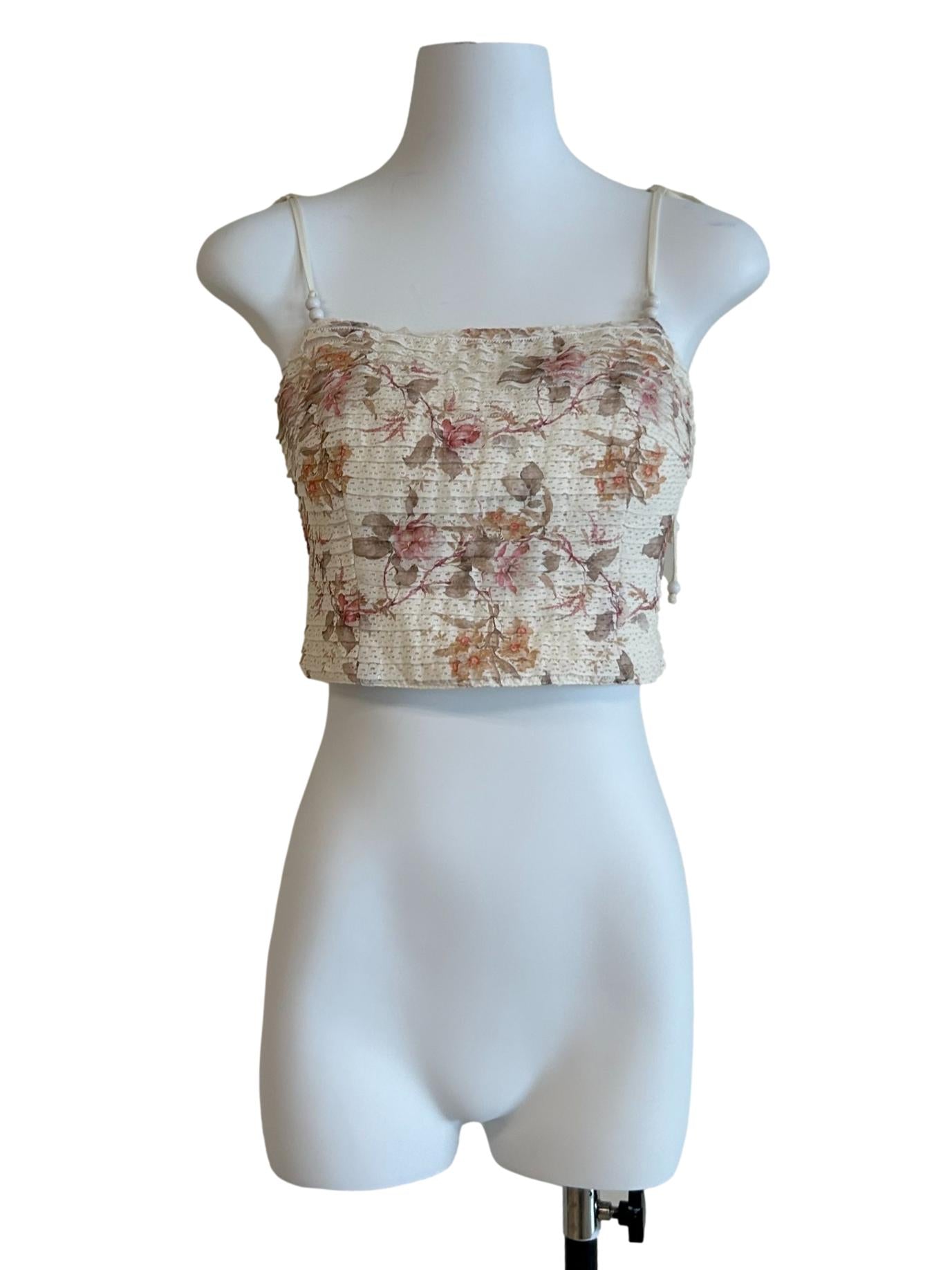 Cream White Floral Top
