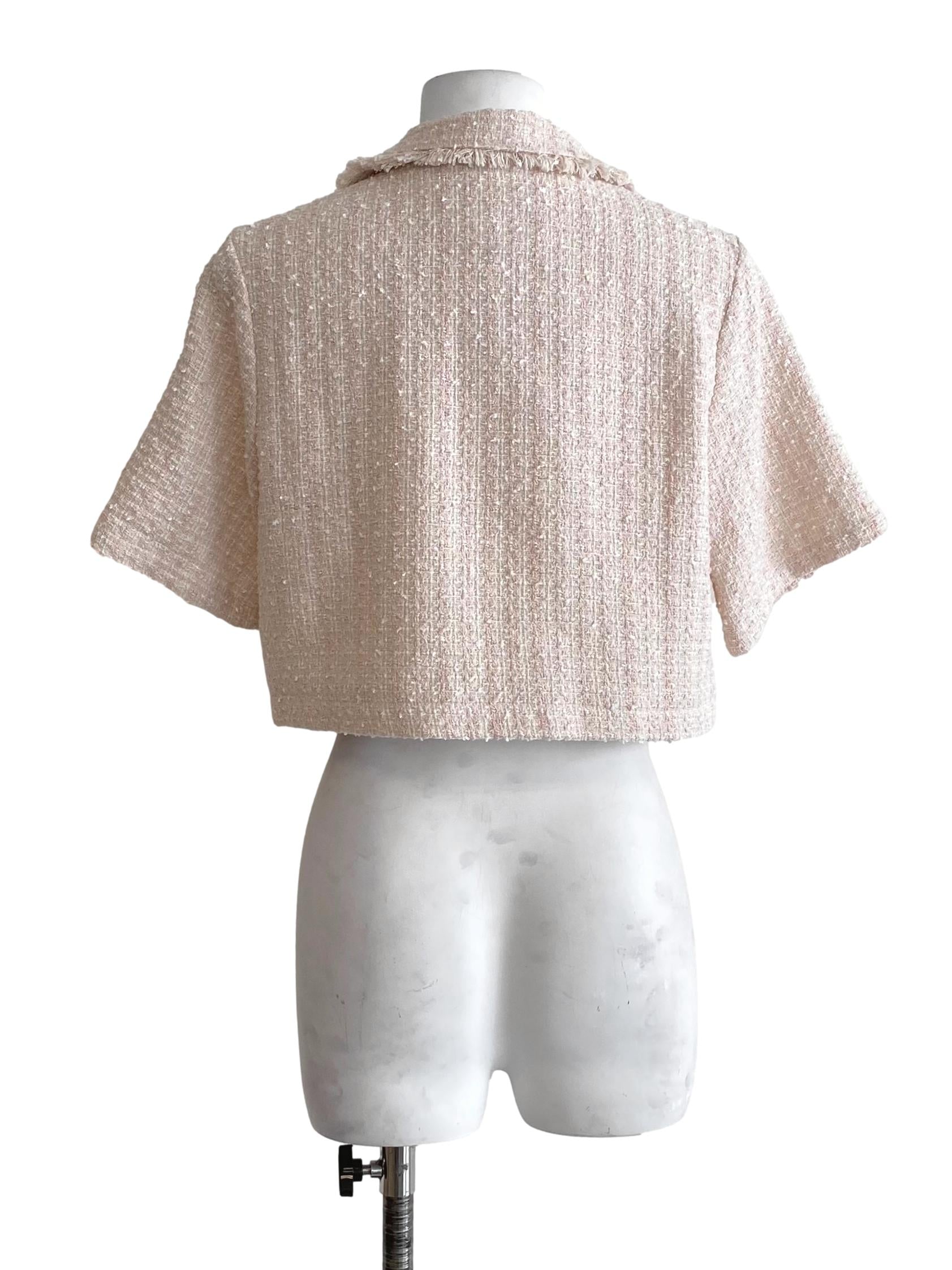 Egg Shell White With Soft Pink Pattern Button Down Top LB