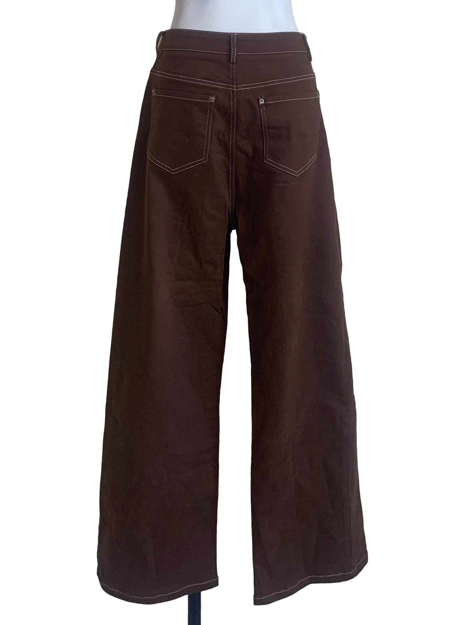 Wood Brown Straight Cut Pants