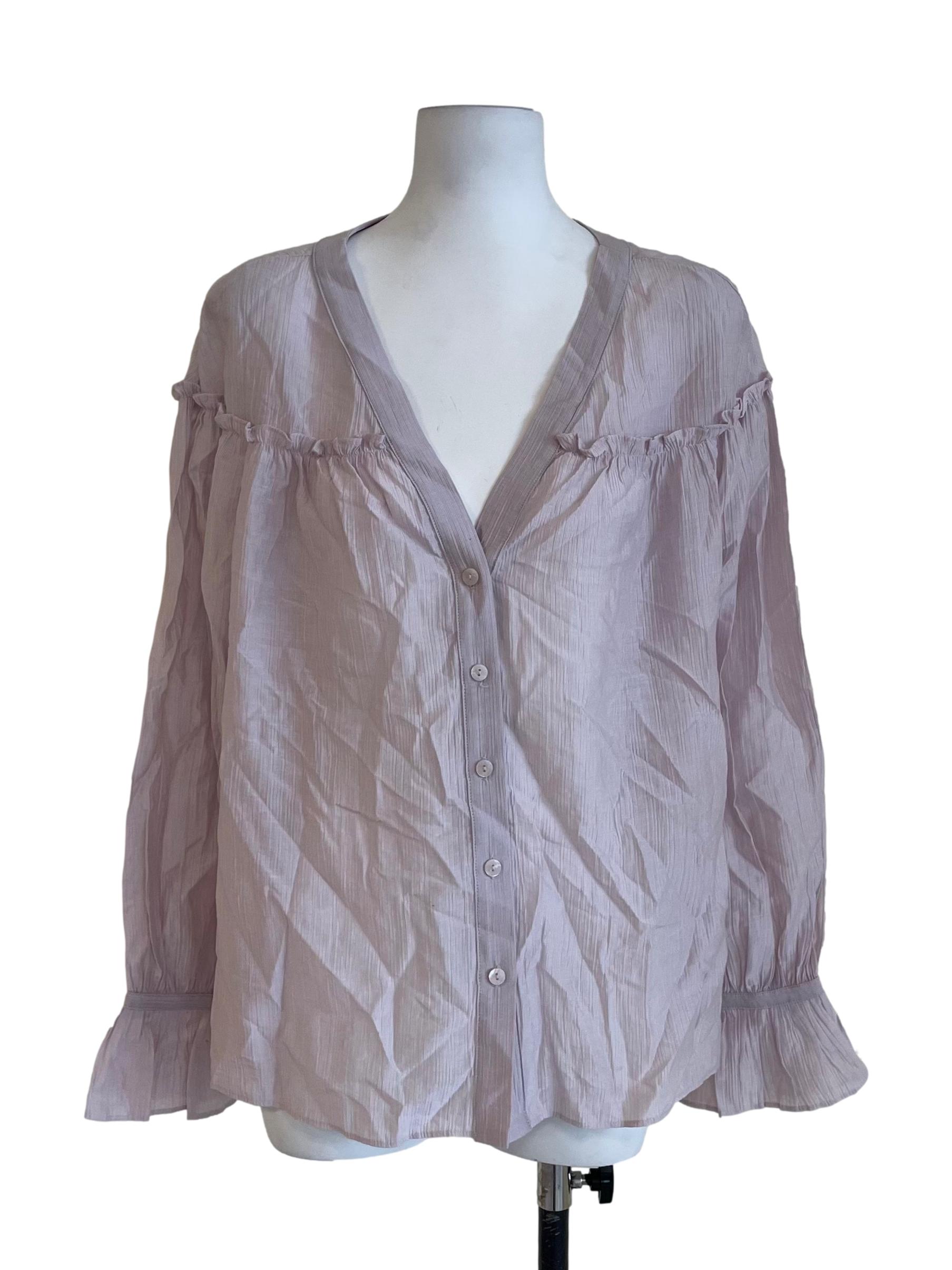 Mauve Purple Ruffles Wide Blouse LB