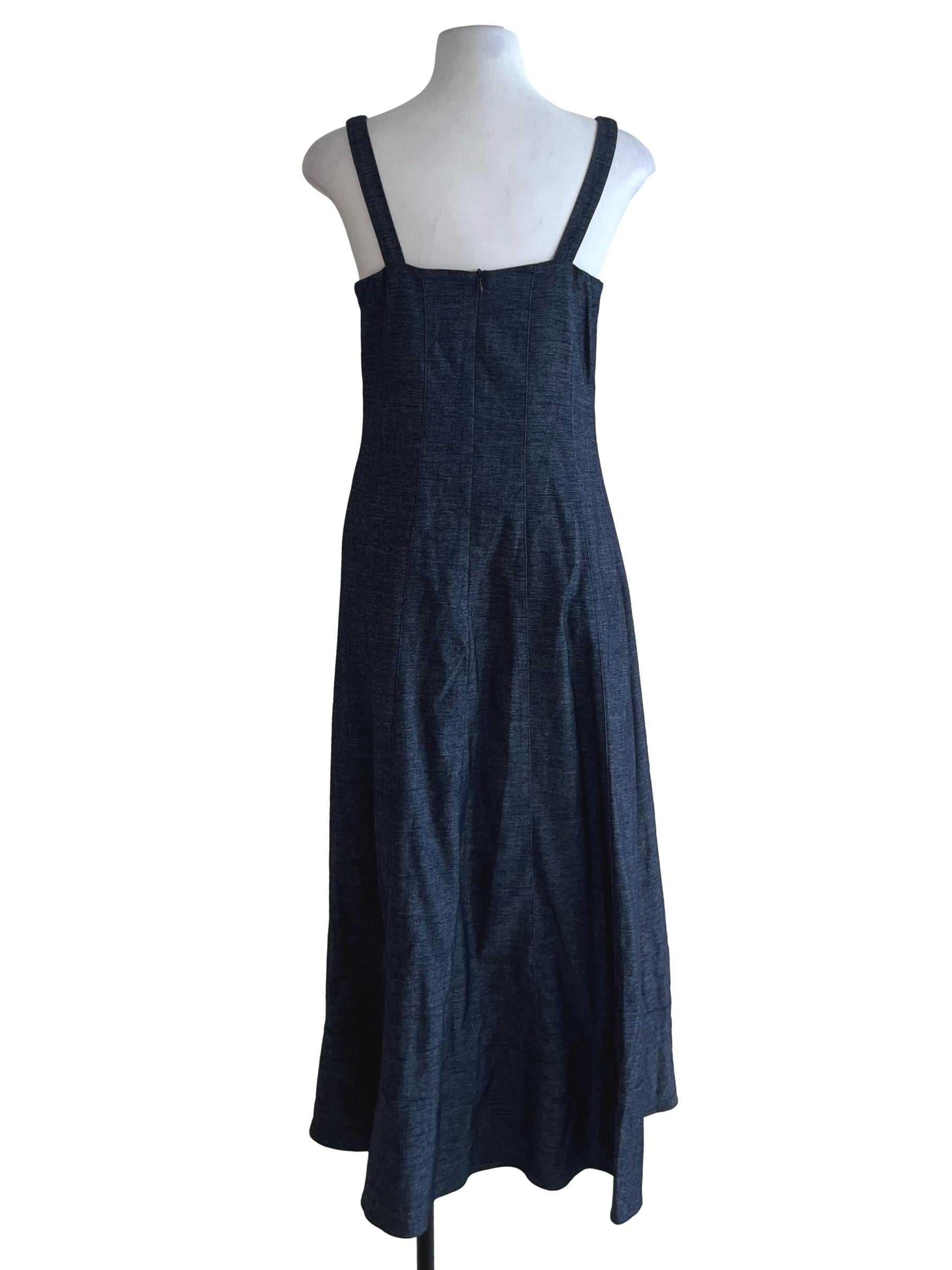 Denim Blue Square Neckline Sheath Dress