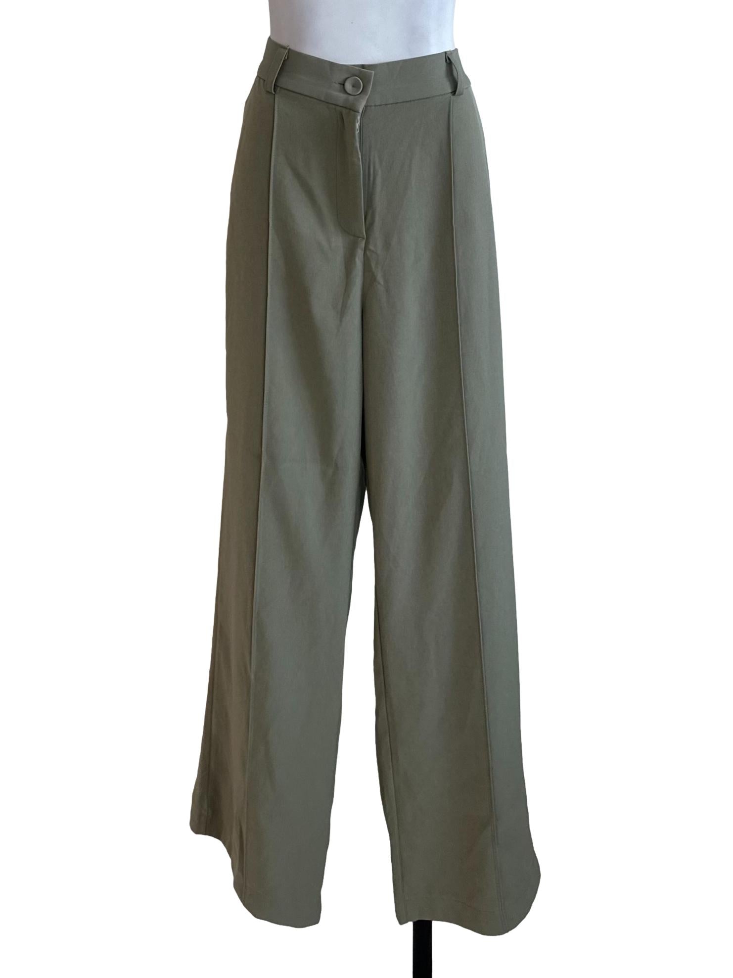 Sage Green High Waist Formal Pants