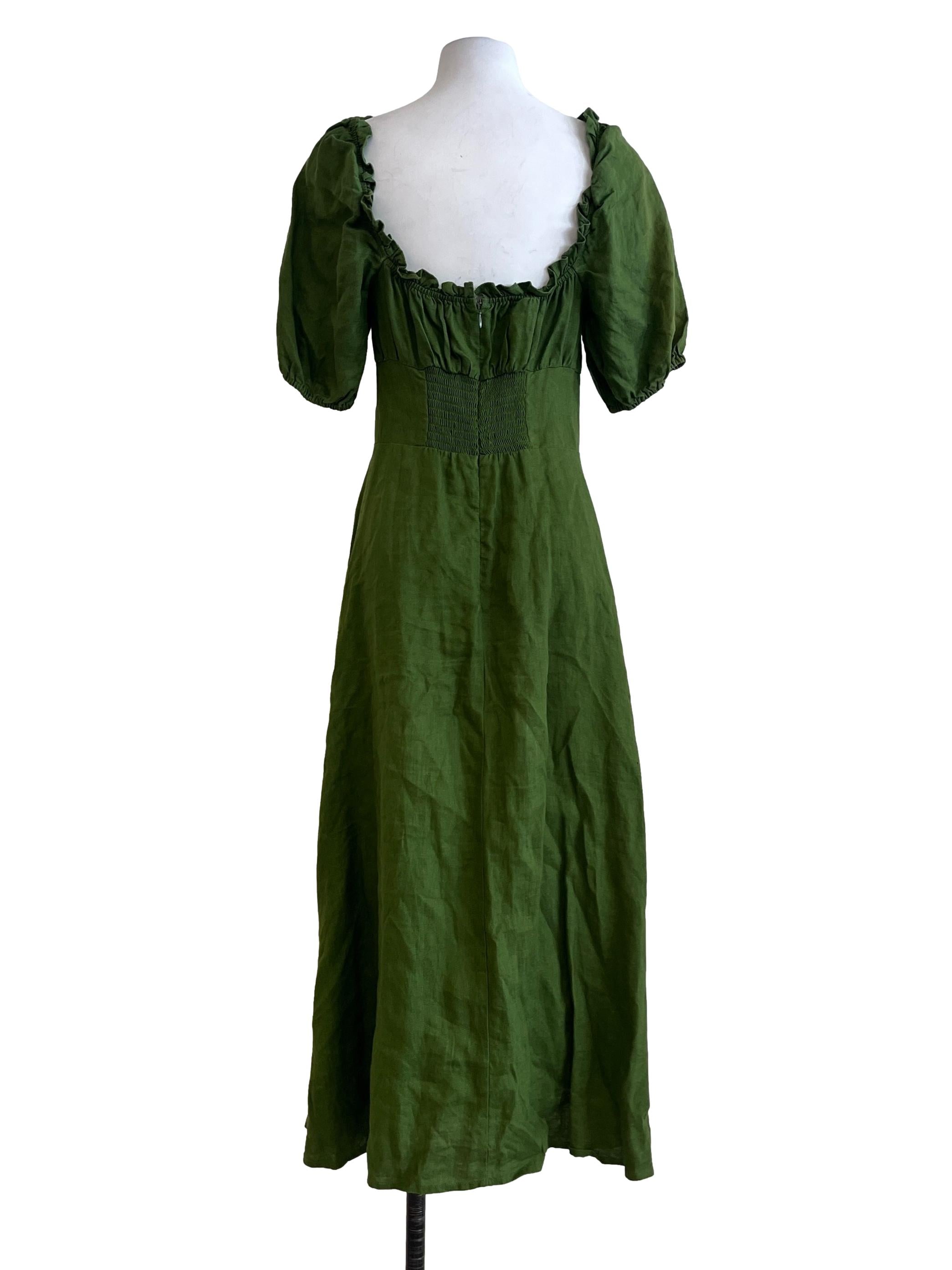 Shamrock Green Puff Sleeve Empire Dress