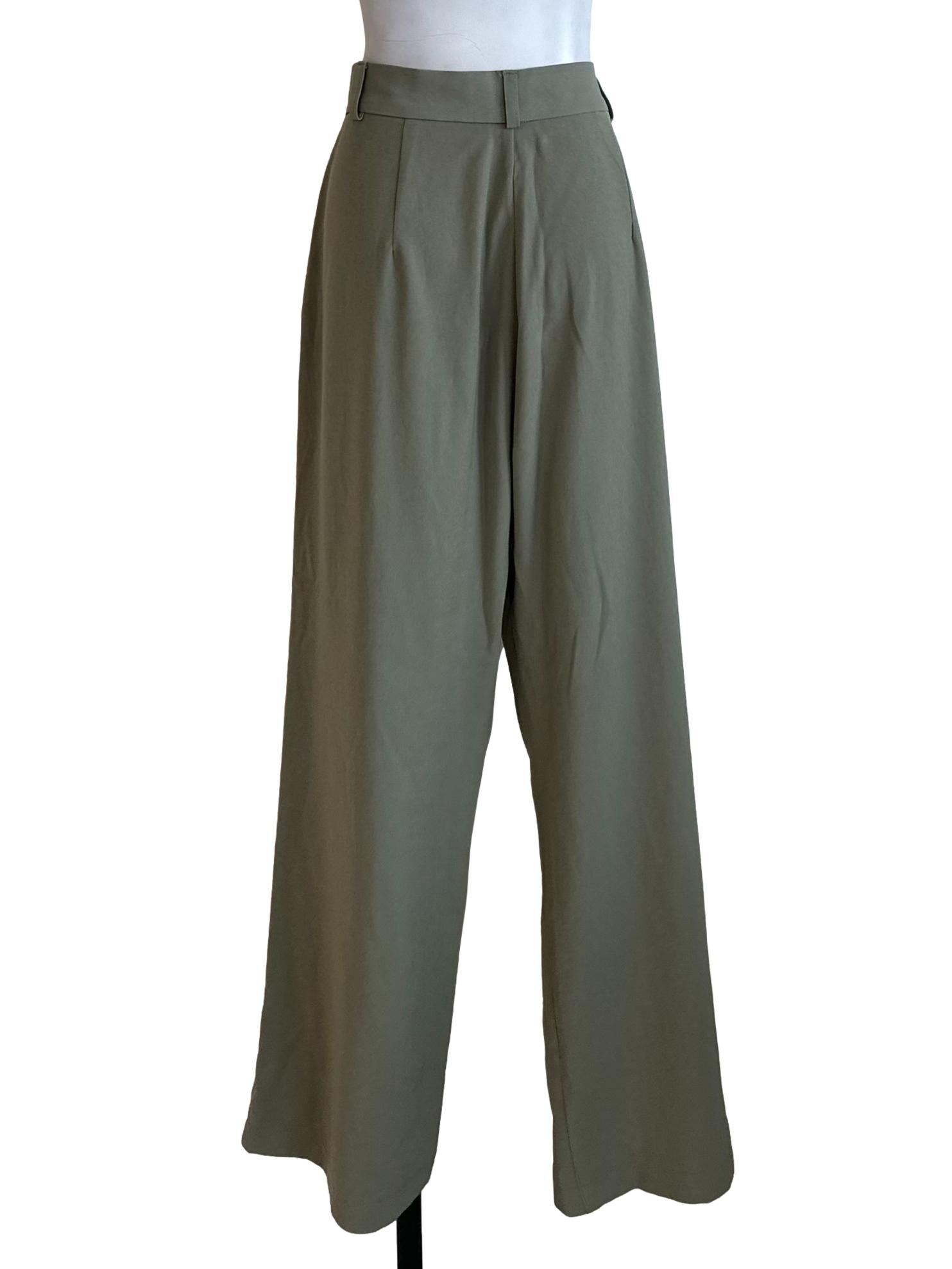 Sage Green High Waist Formal Pants