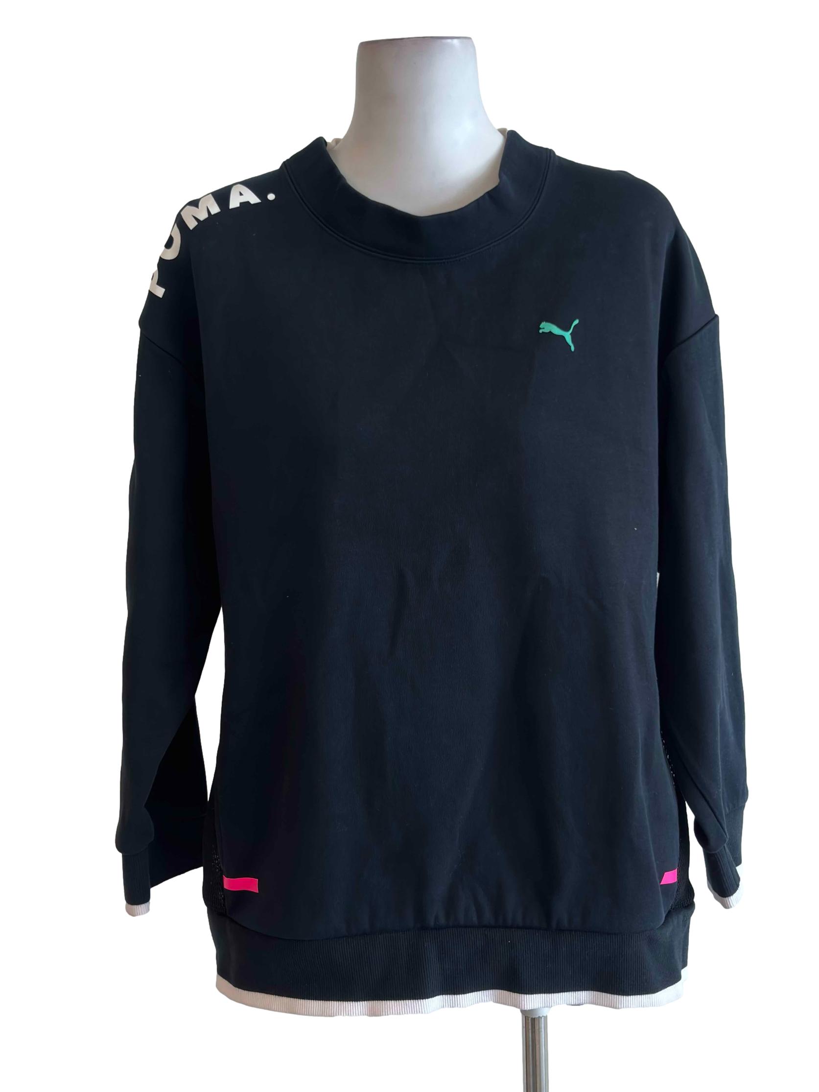 Black Logo Half Mesh Sweater