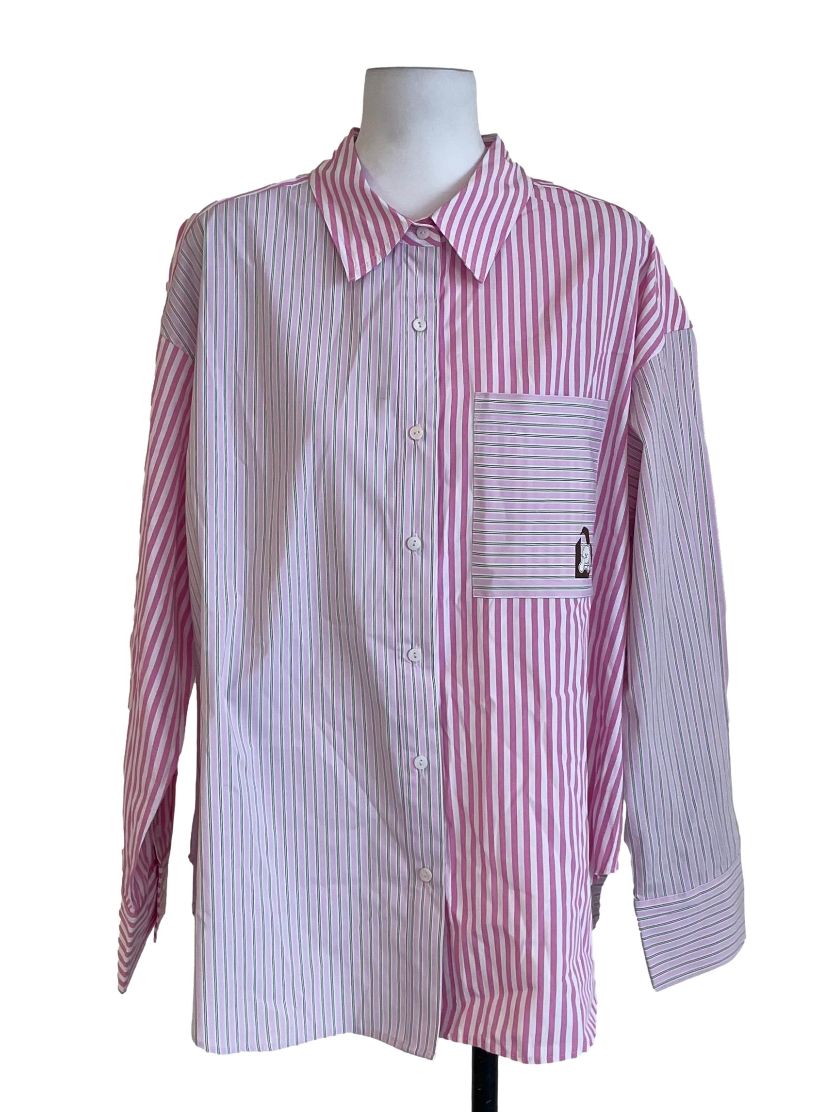 Pink Double Stripes Oversized Shirt LB