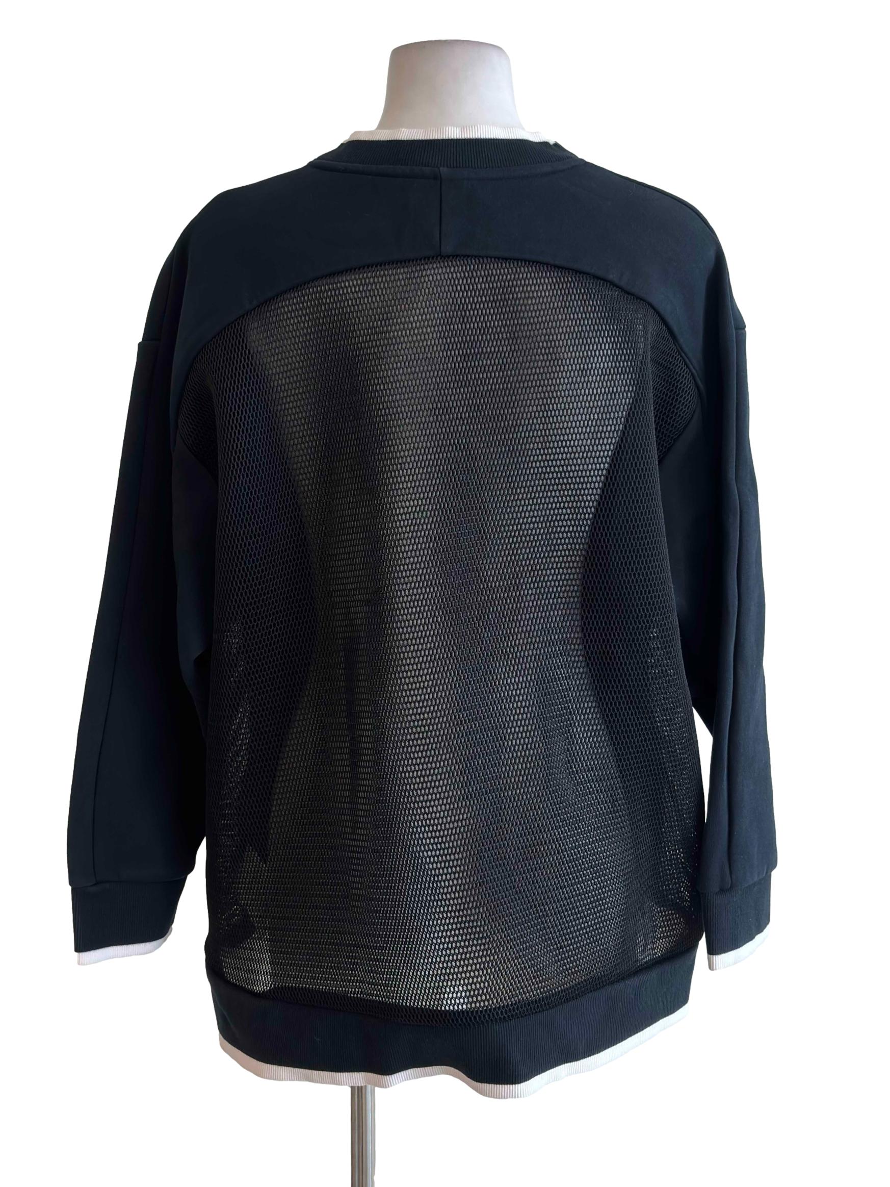 Black Logo Half Mesh Sweater