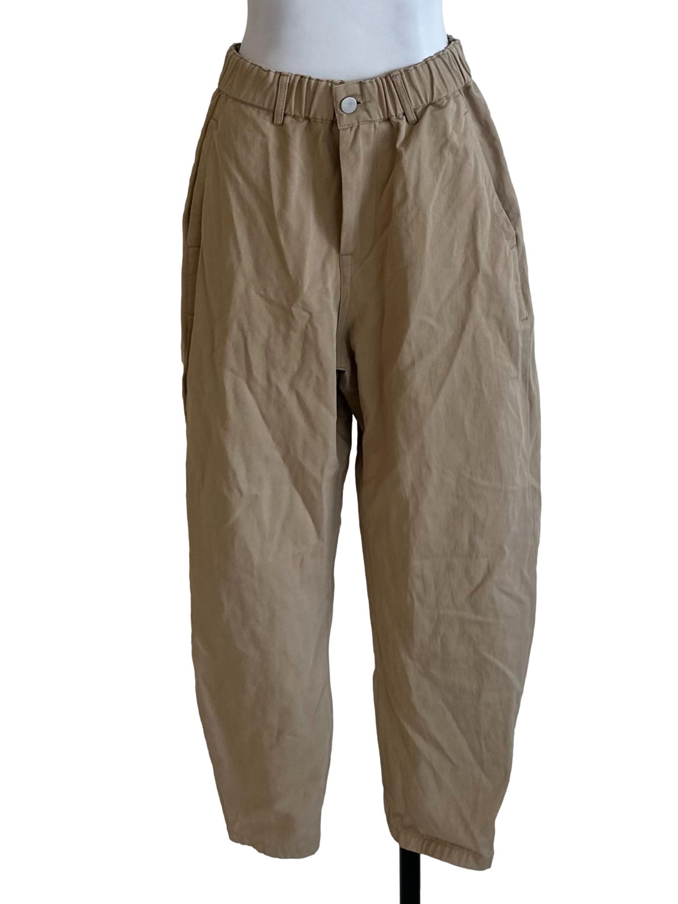 Khaki Brown Elastic Waist Pants