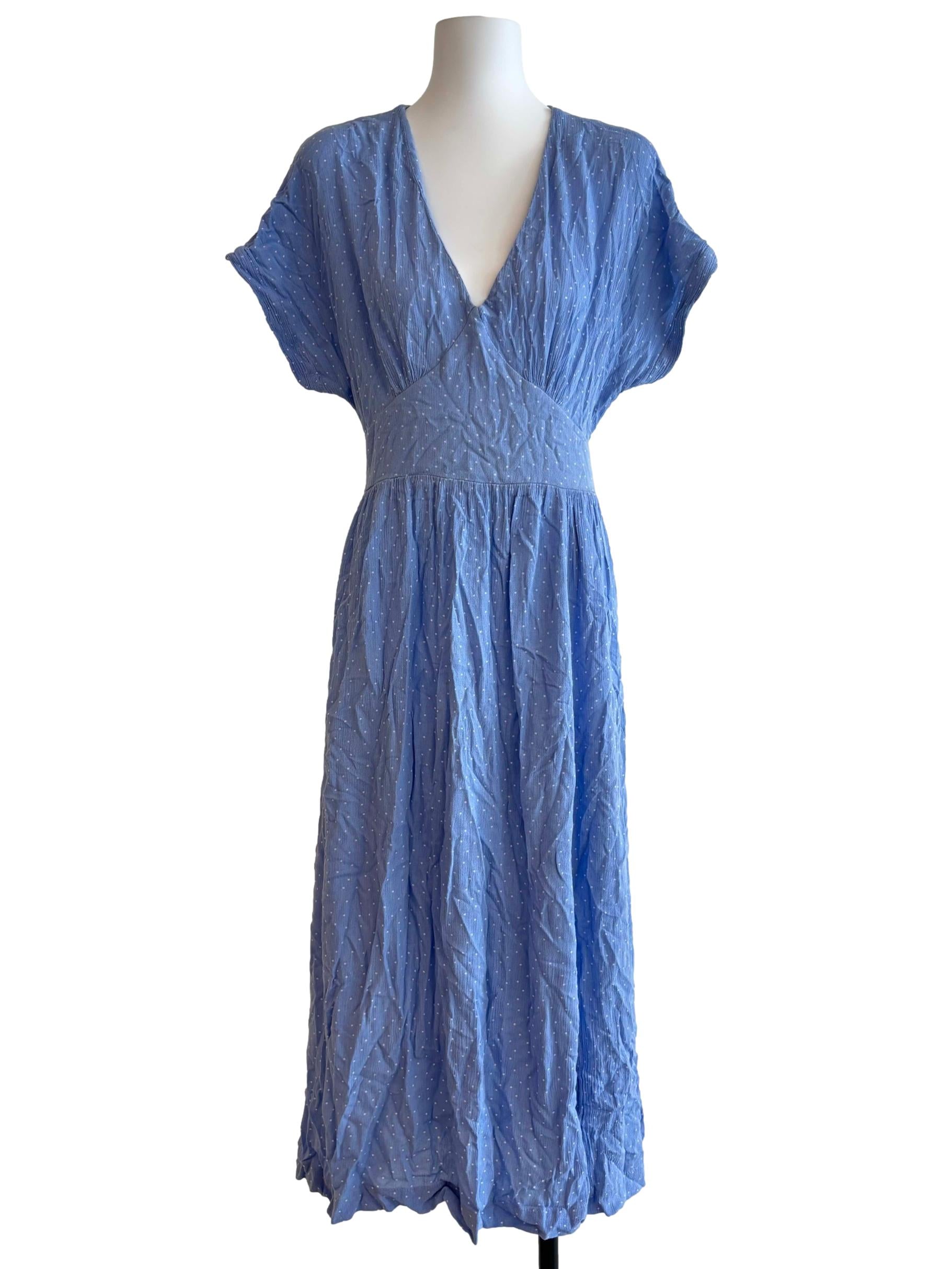Aqua Blue Polka Dot Maxi Dress