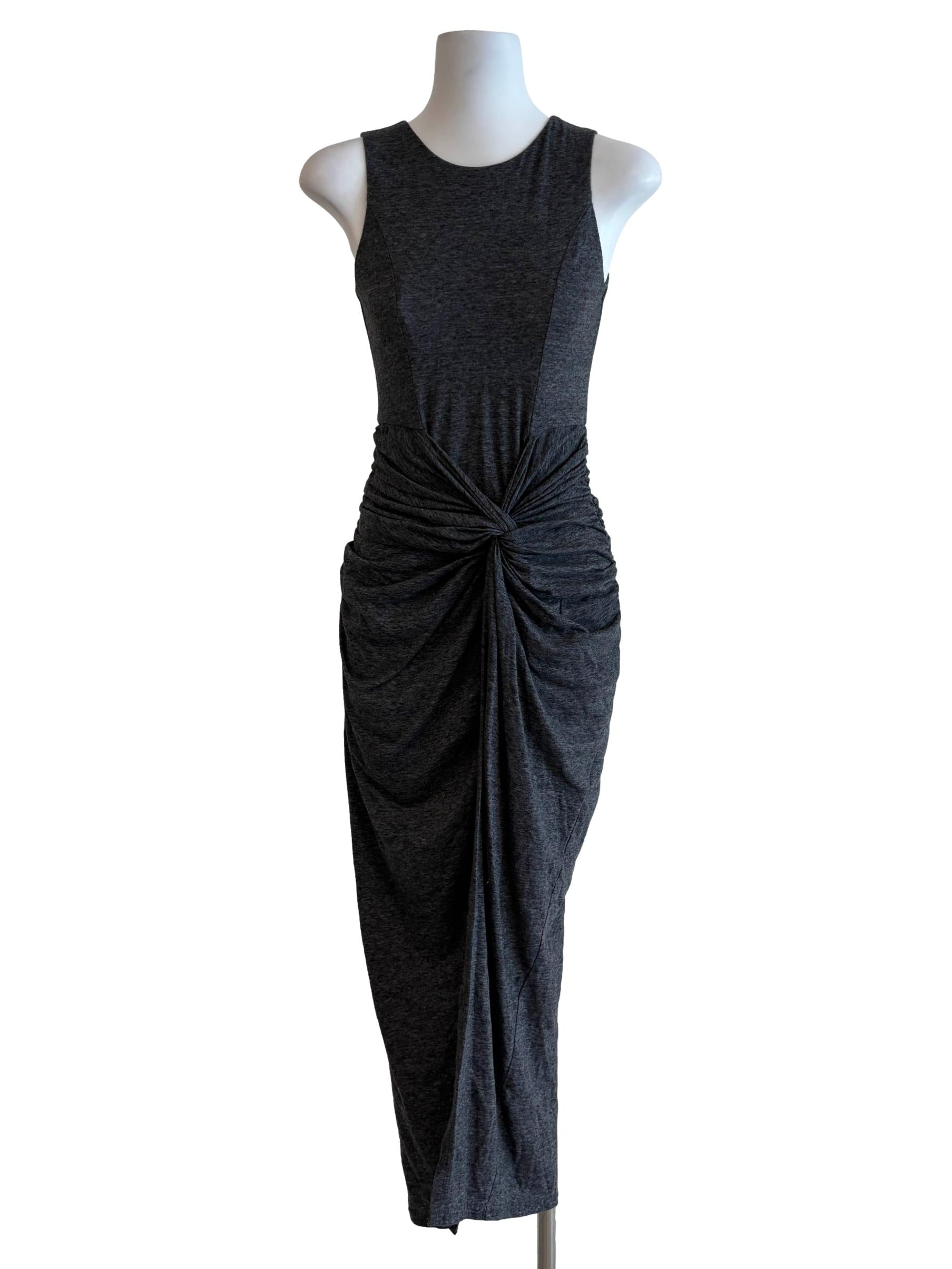 Carbon Grey Front Twist Sleeveless Dress