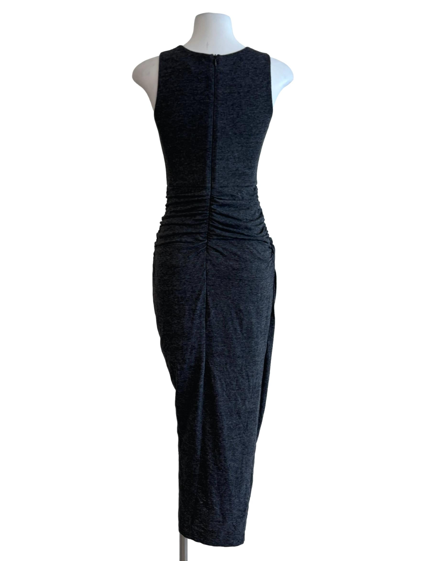 Carbon Grey Front Twist Sleeveless Dress