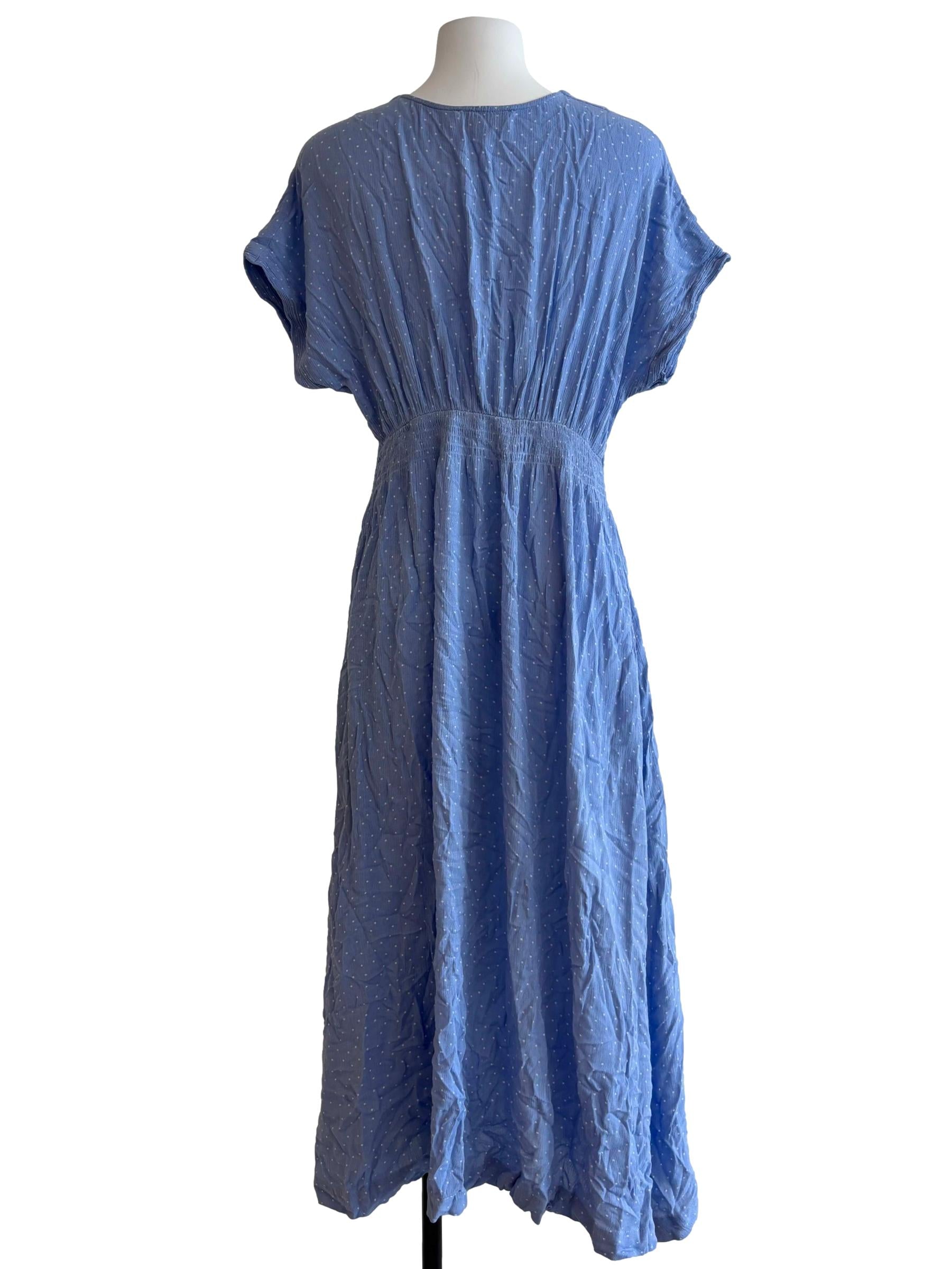 Aqua Blue Polka Dot Maxi Dress