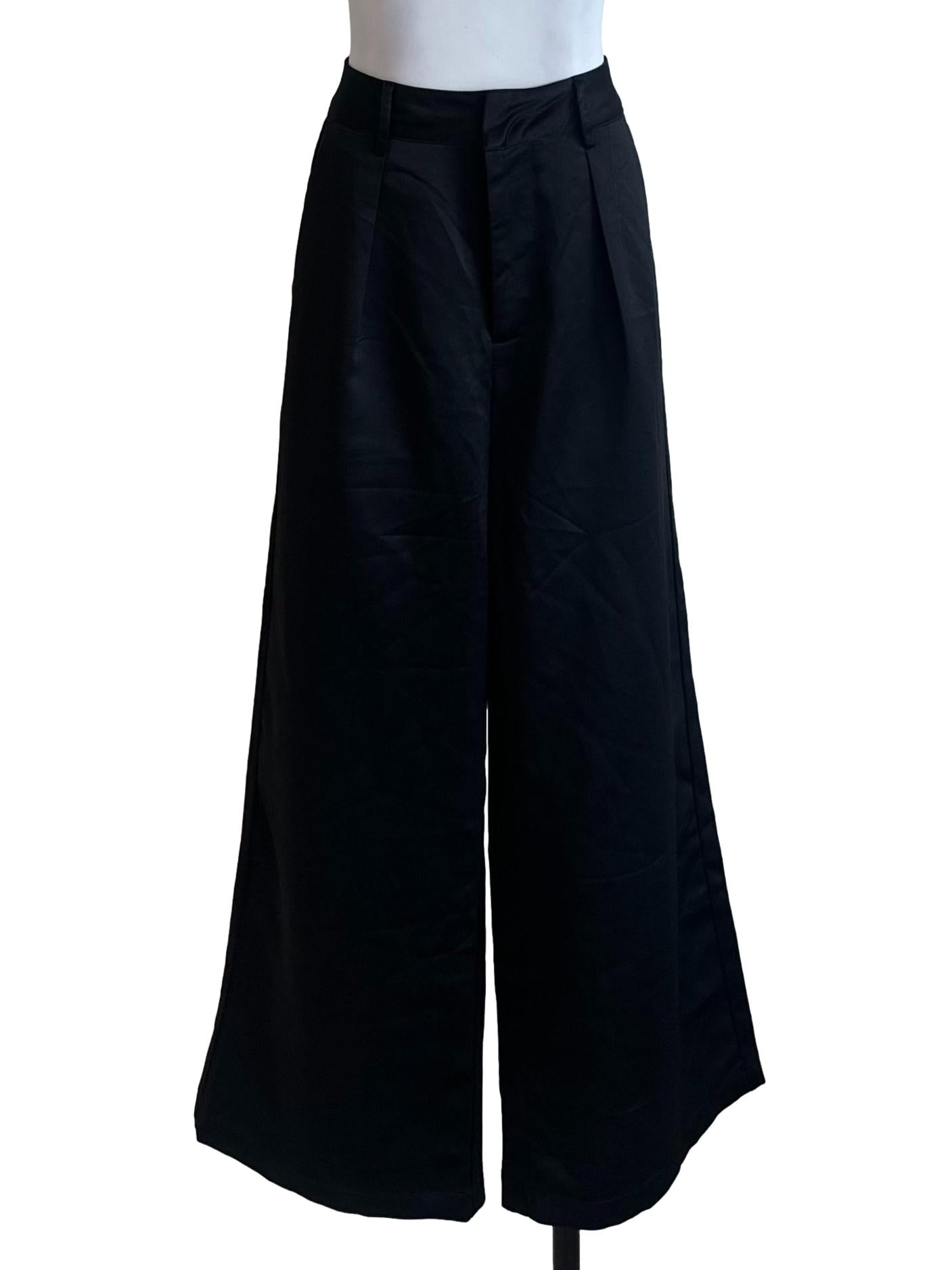 Raven Black Satin Velvet Pants