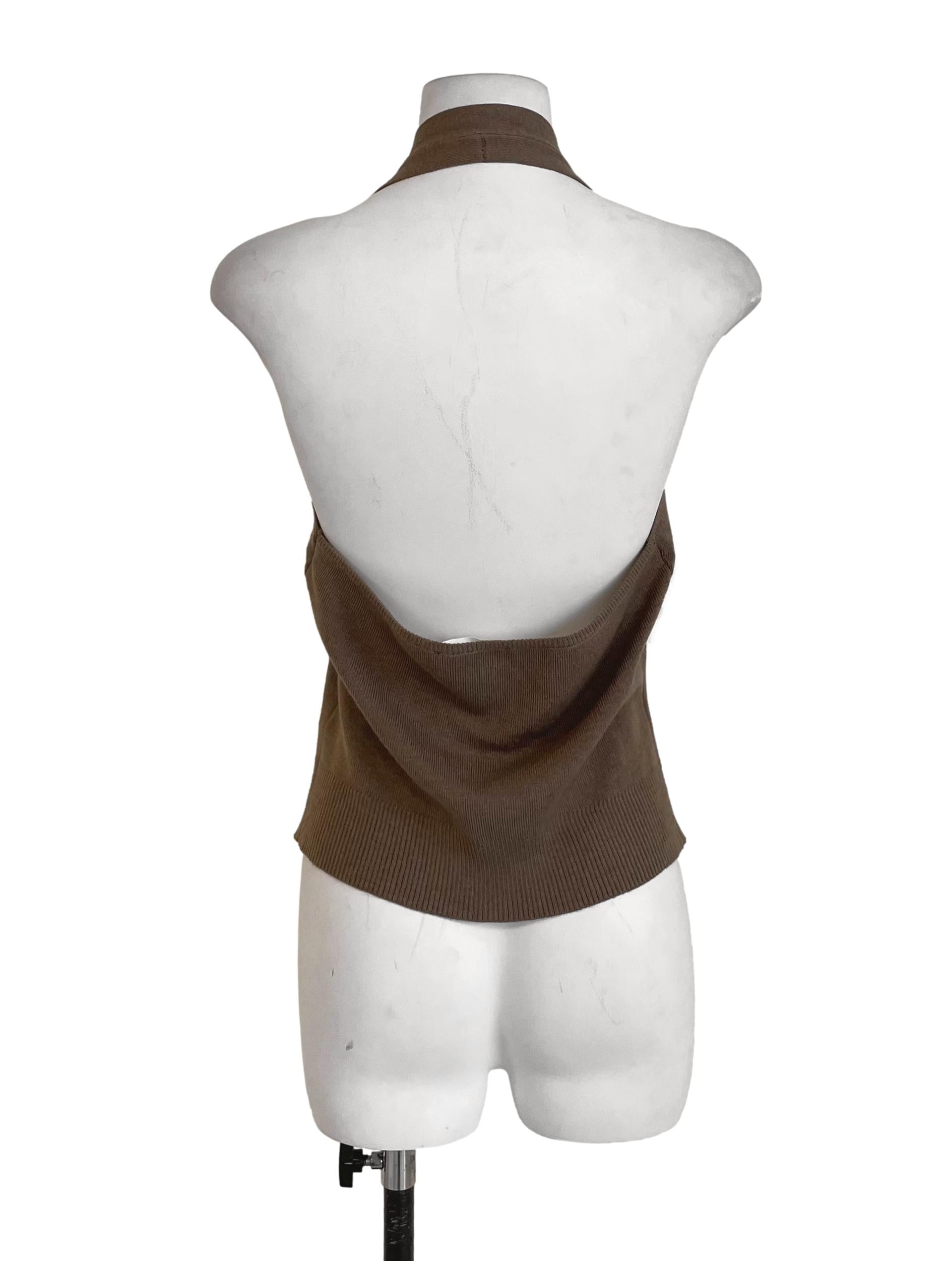 Peanut Brown Halter Neck Knit Top LB