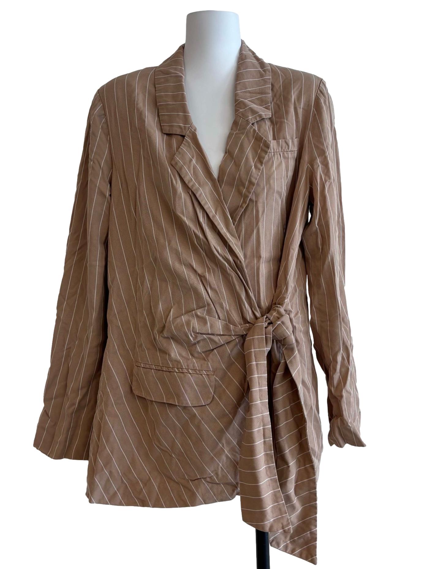Tortilla Brown Striped Wrap Blazer
