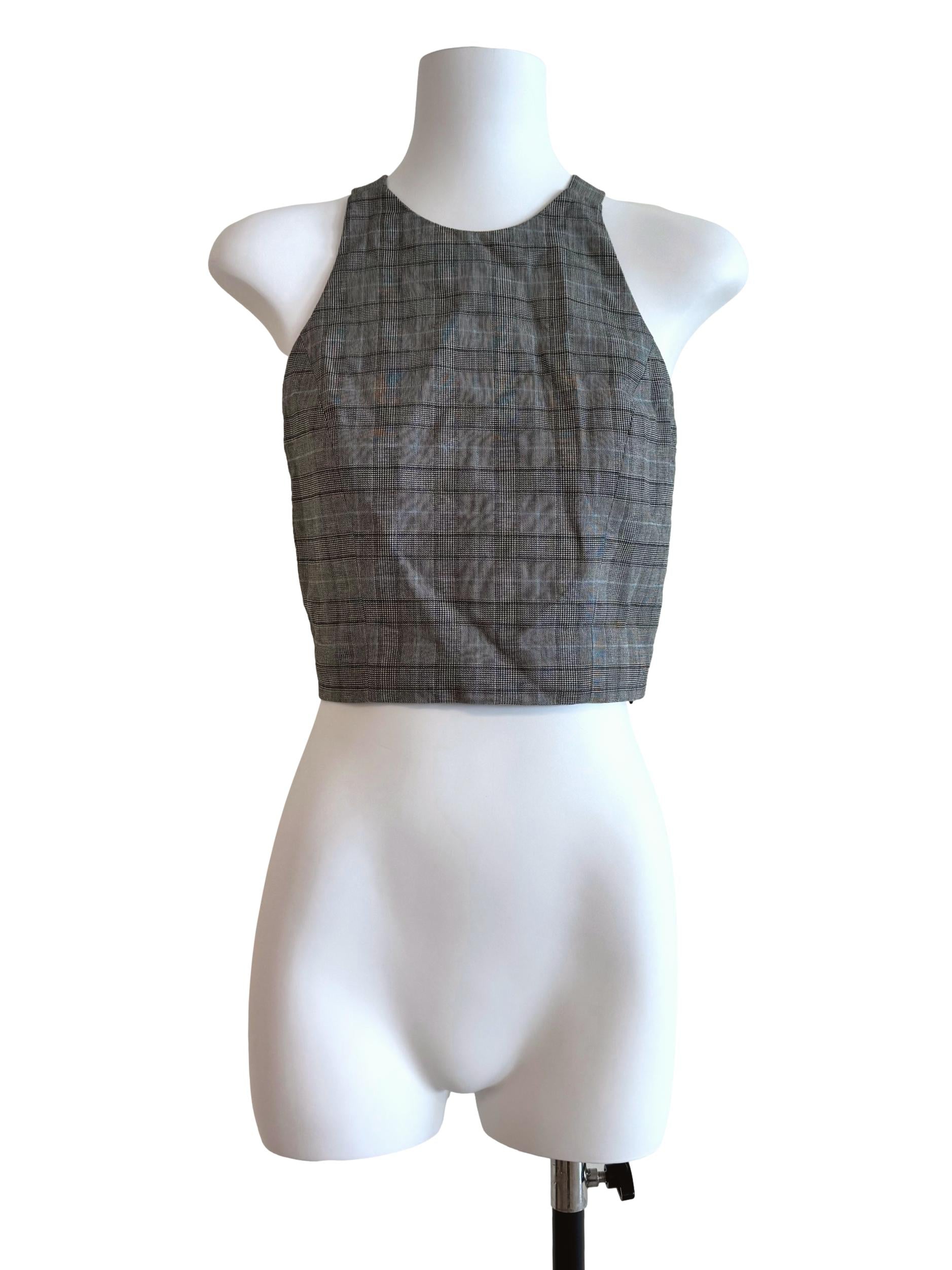 Grey Gingham Top
