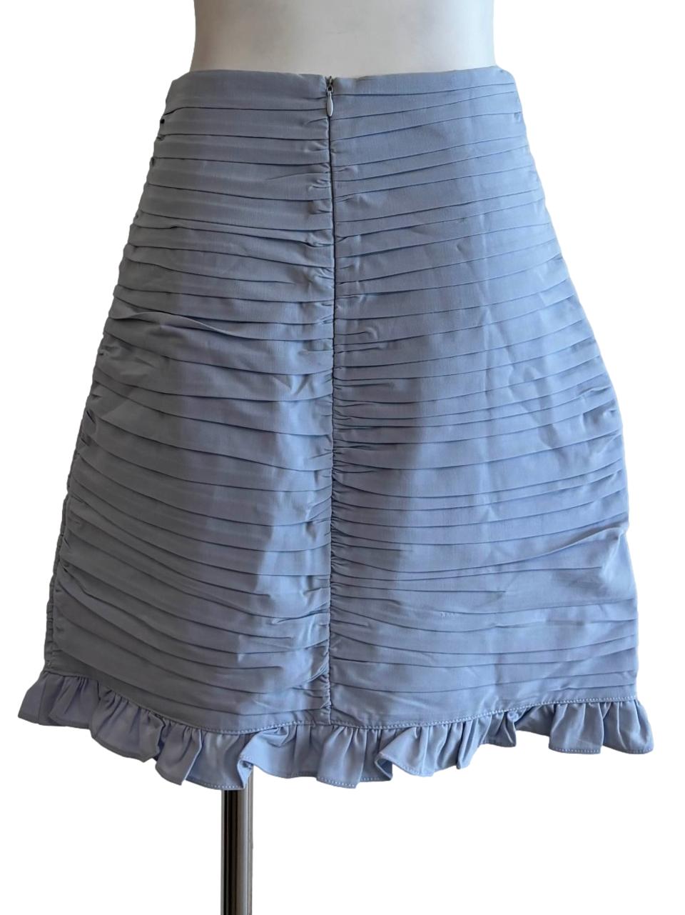 Baby Blue Pleats Mini Skirt