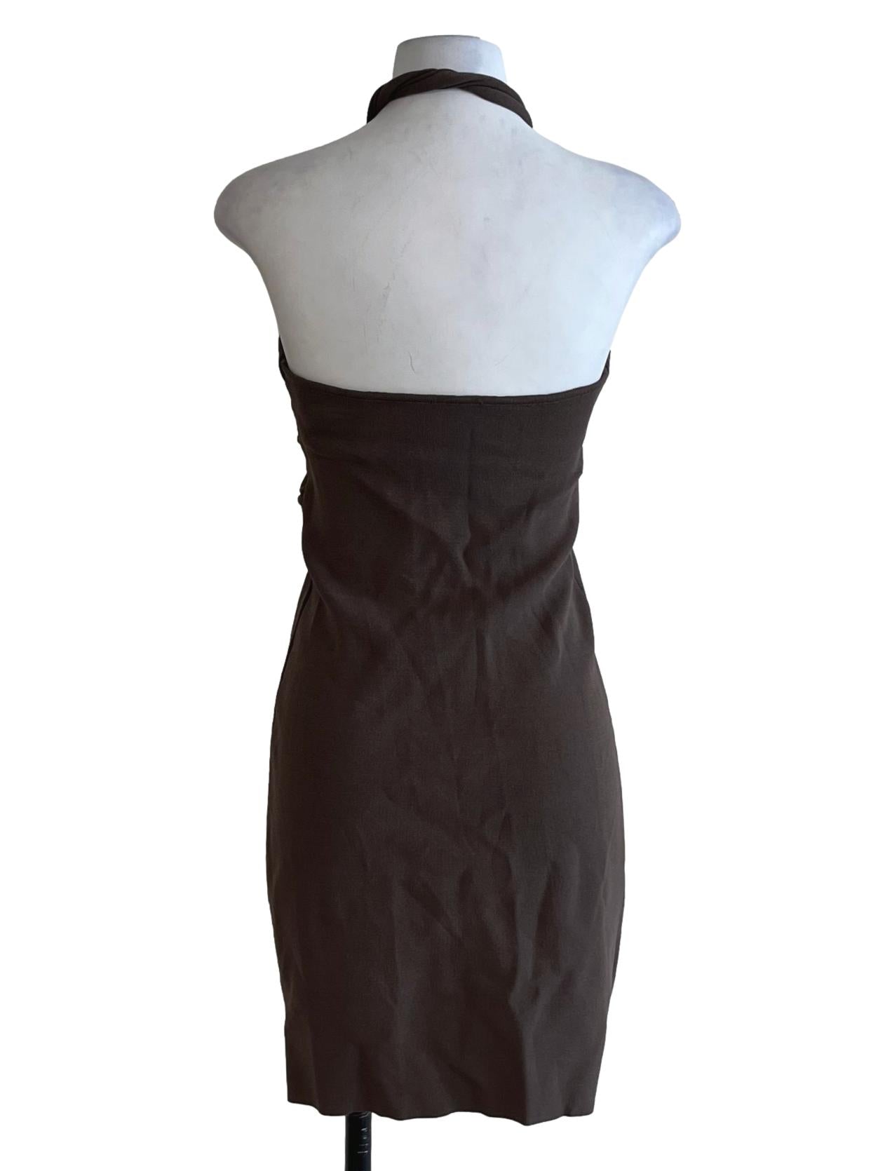 Cedar Brown Halter Neckline Bodycon Dress