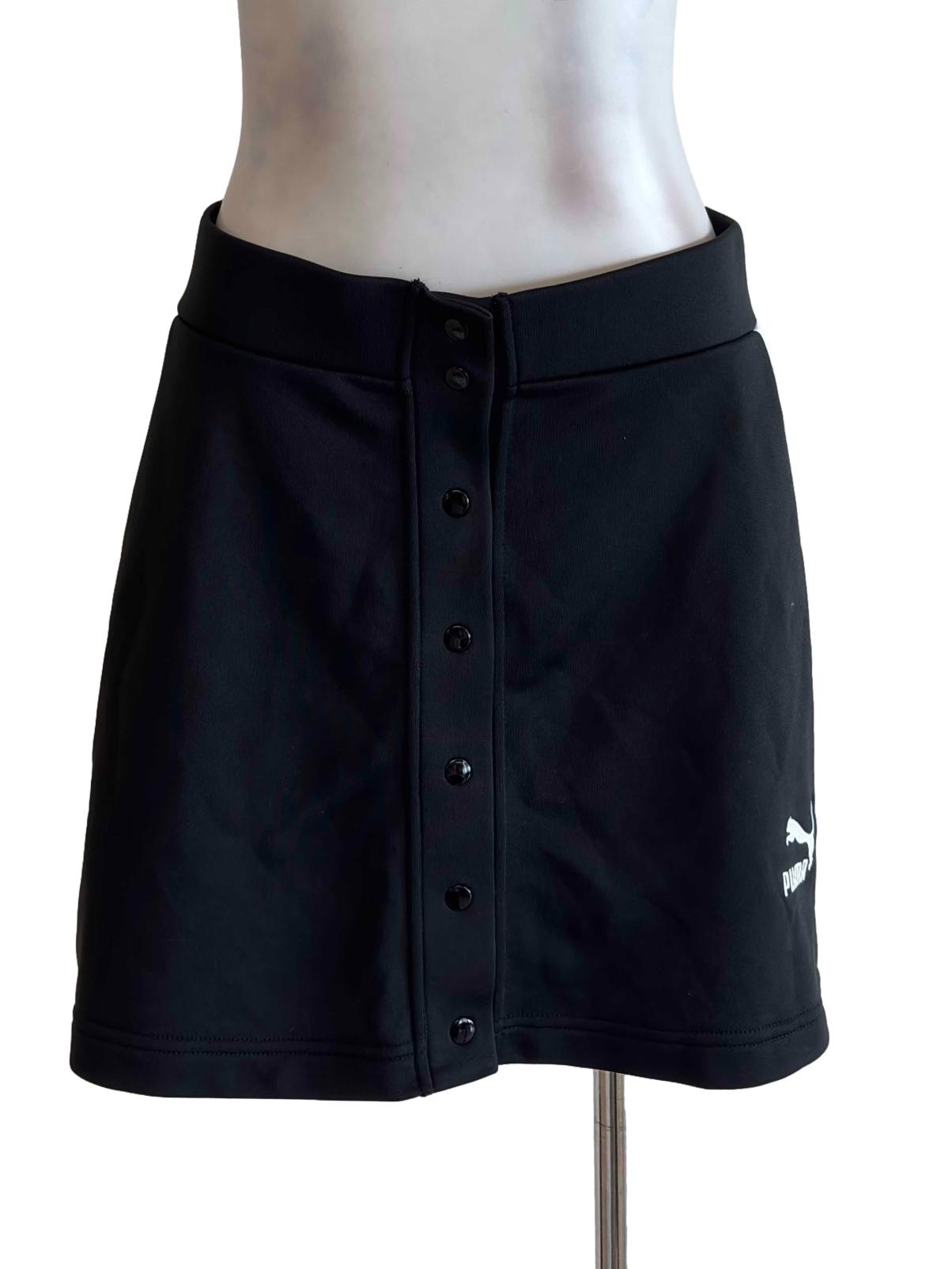 Black Button Front Mini Skirt