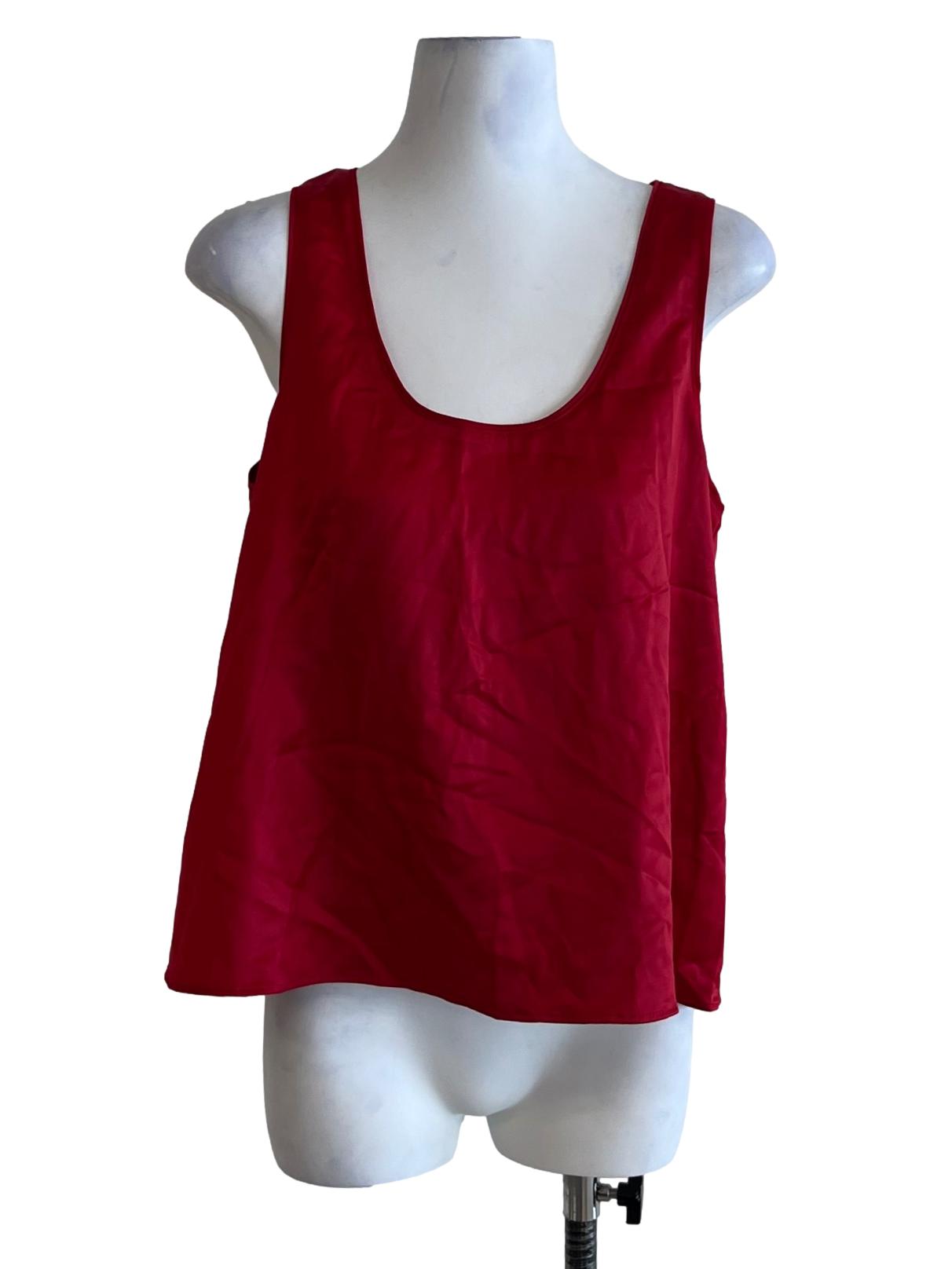 Crimson Red Scoop Neckline Sleeveless Top