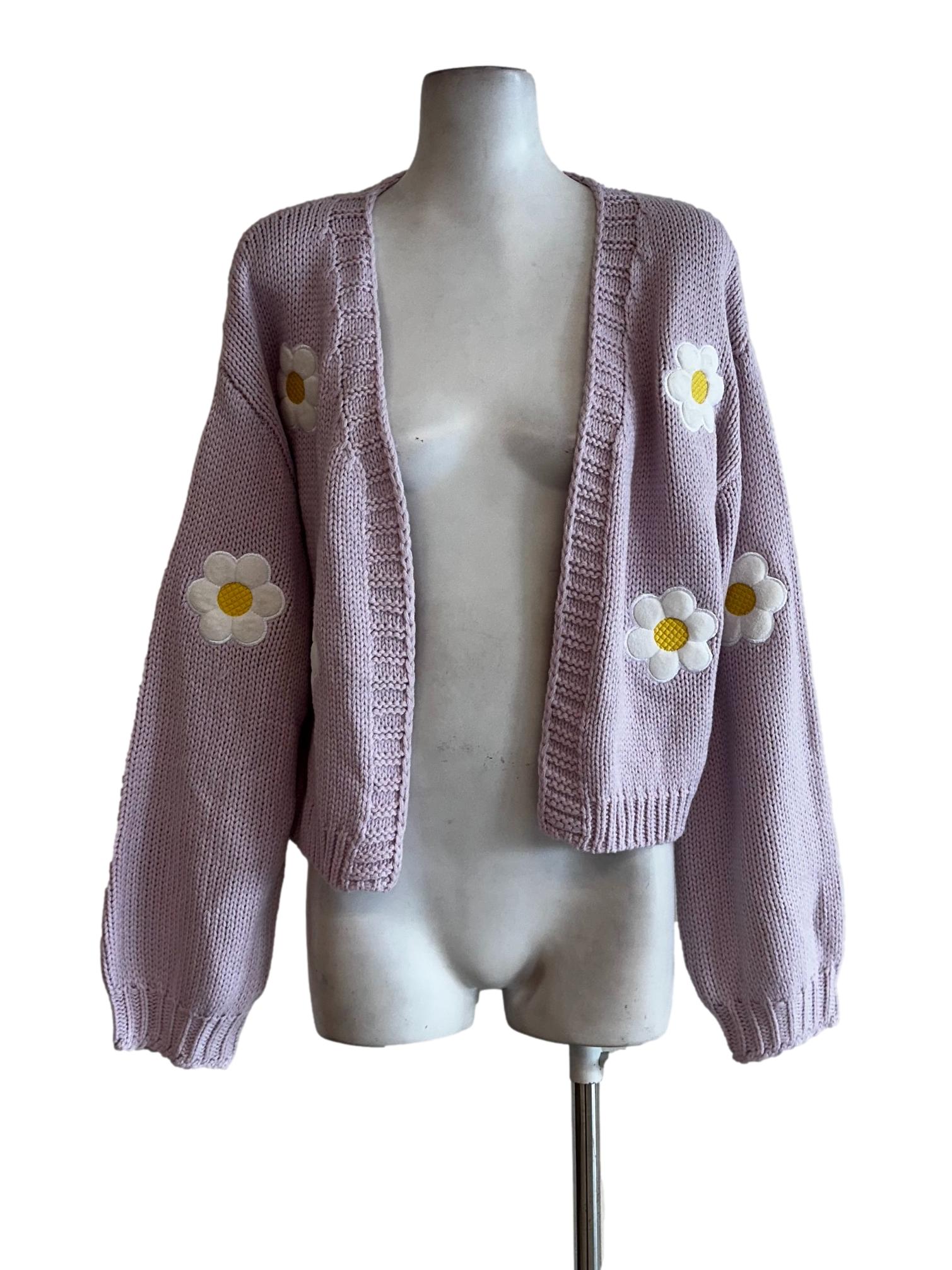 Lavender Purple Knitted Cardigan