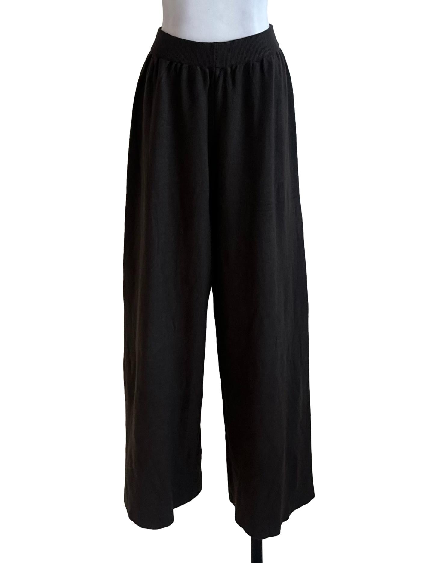 Dark Brown Knit Elastic Waist Pants