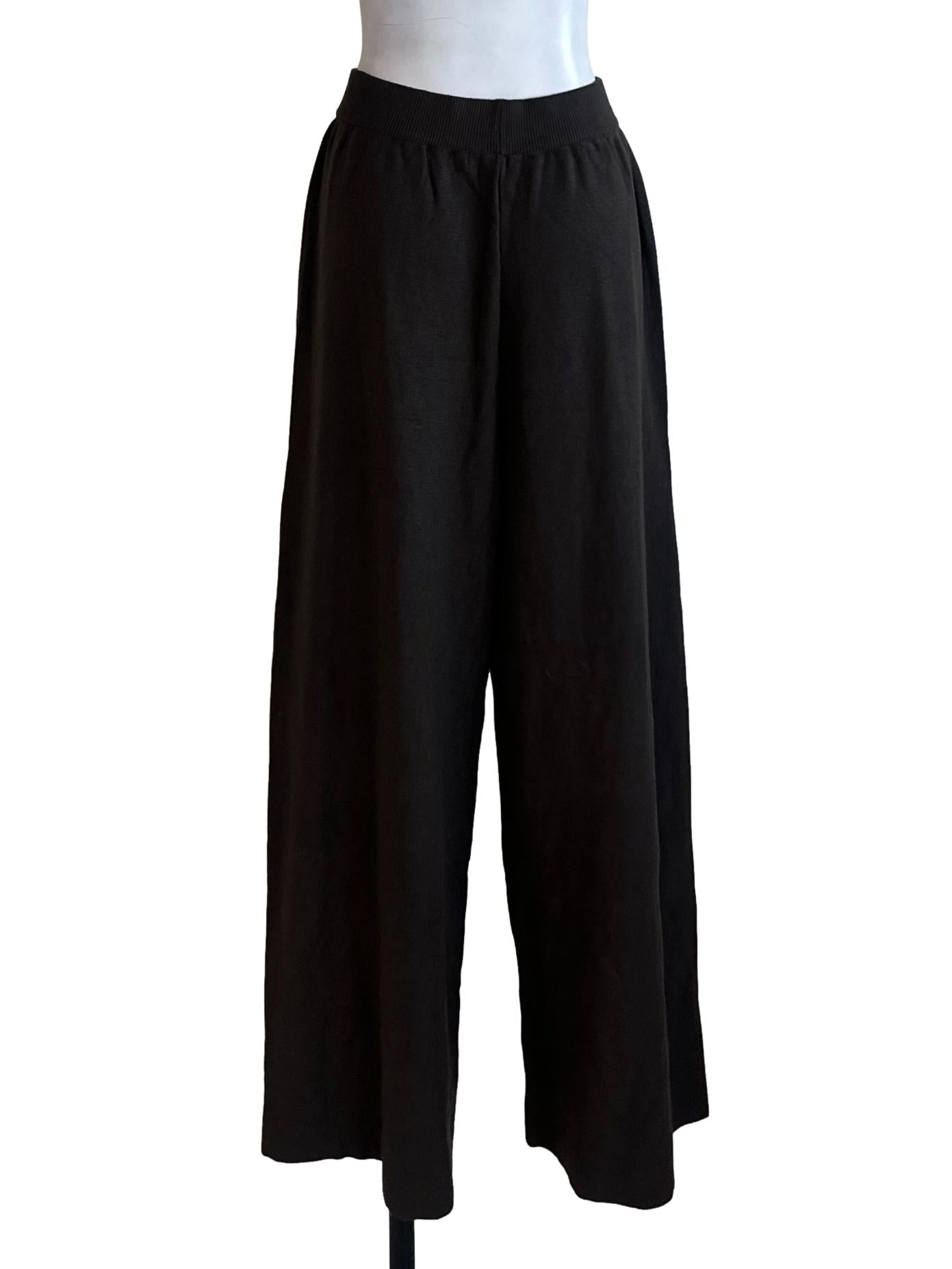 Dark Brown Knit Elastic Waist Pants