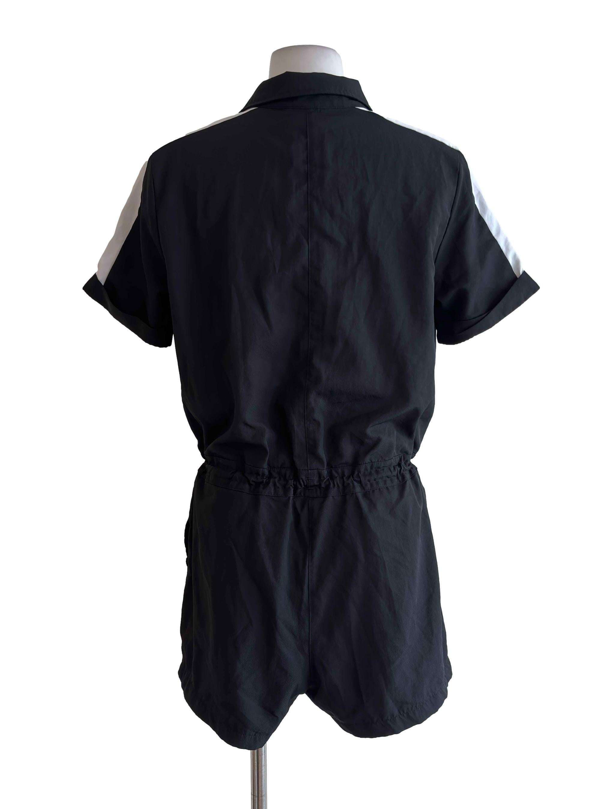 Black Zip Up Collared Romper