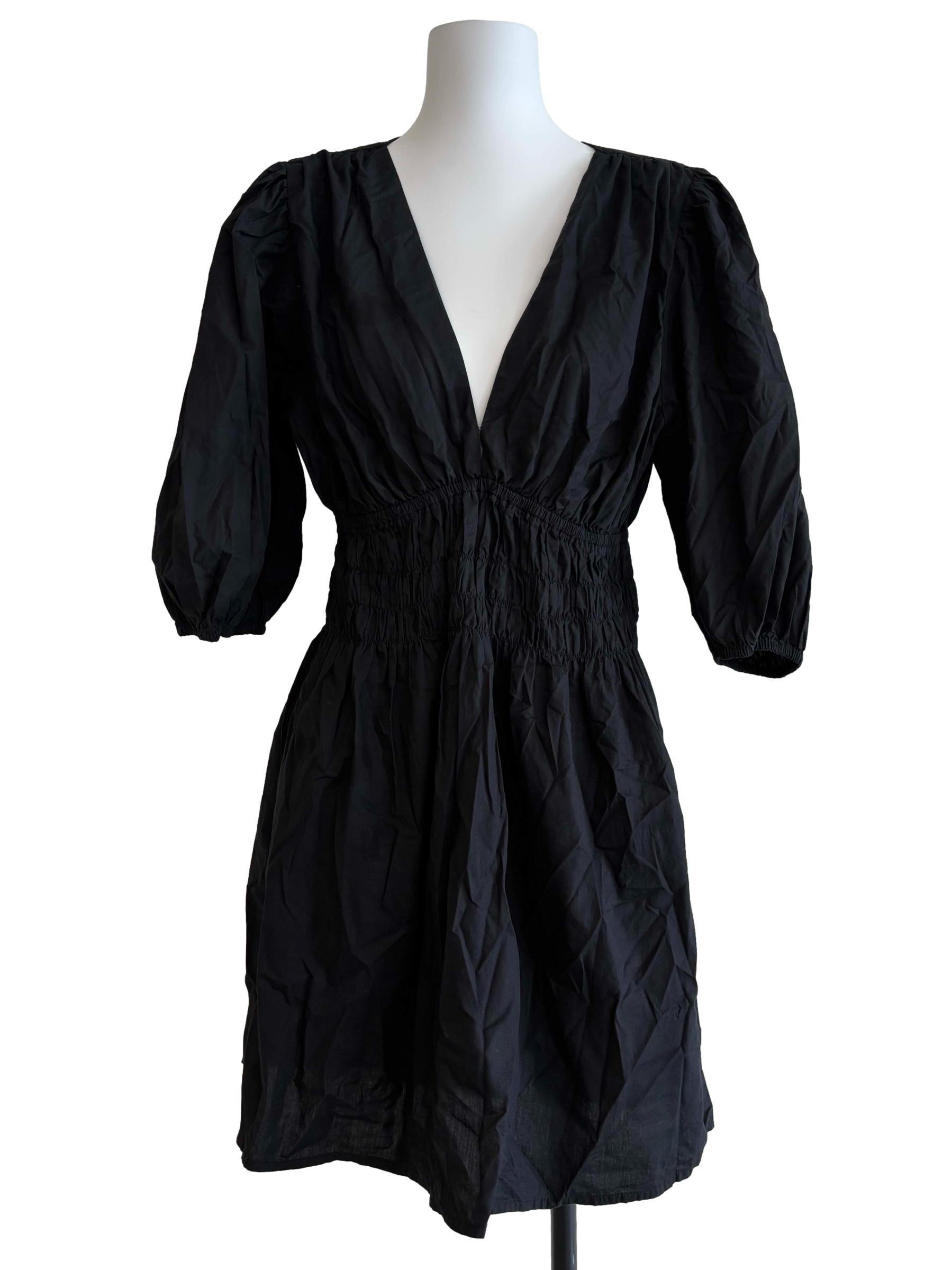 Onyx Black Smocked Mini Dress