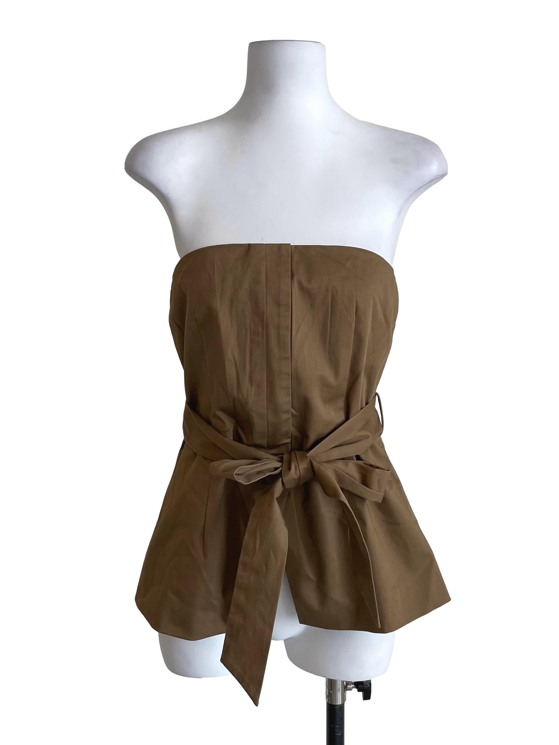 Peanut Brown Strapless Slit Top LB