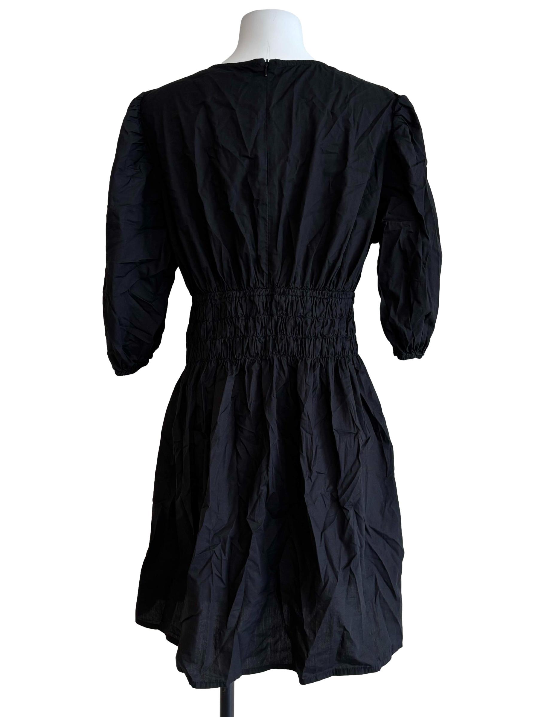 Onyx Black Smocked Mini Dress