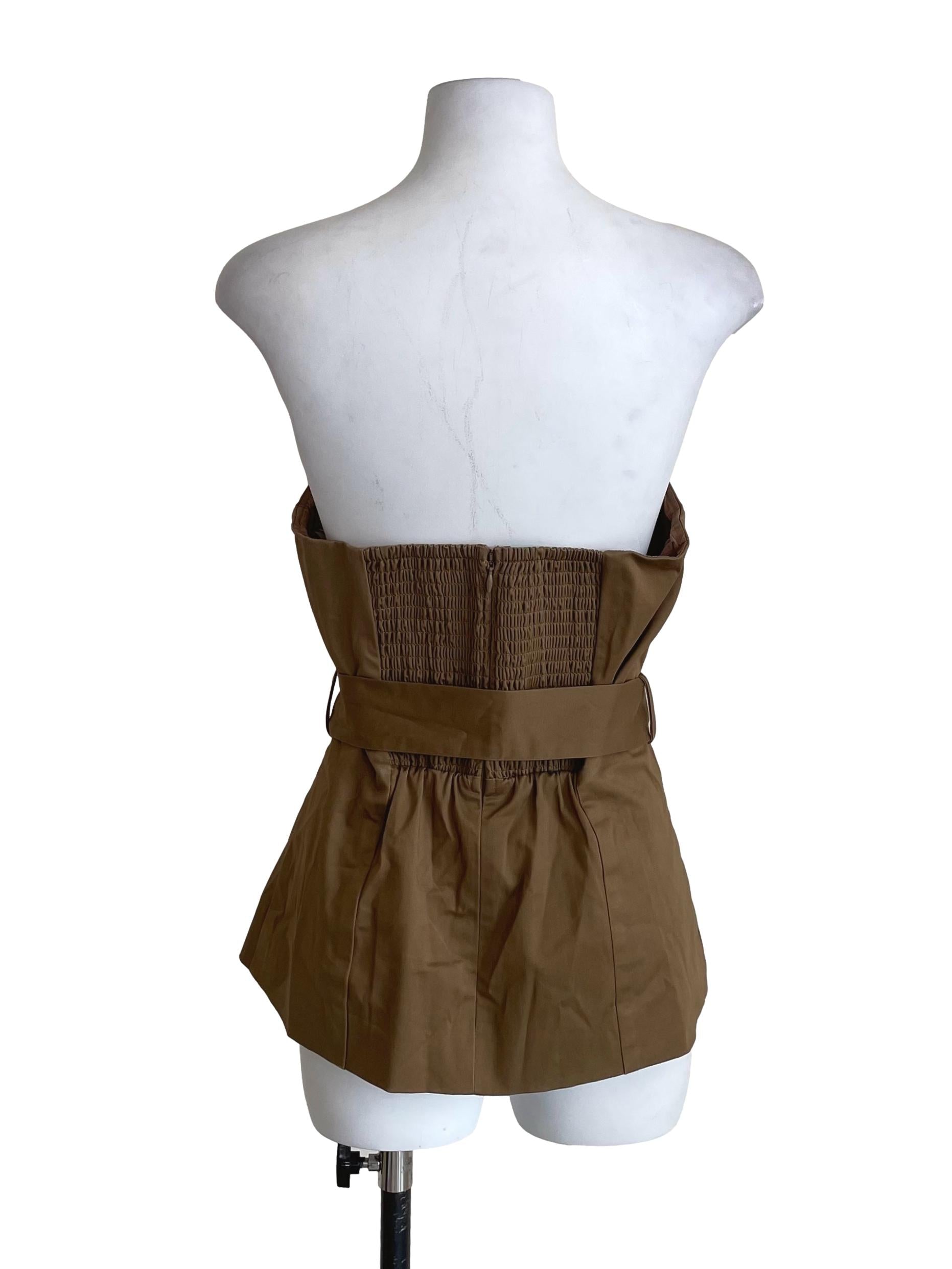 Peanut Brown Strapless Slit Top LB