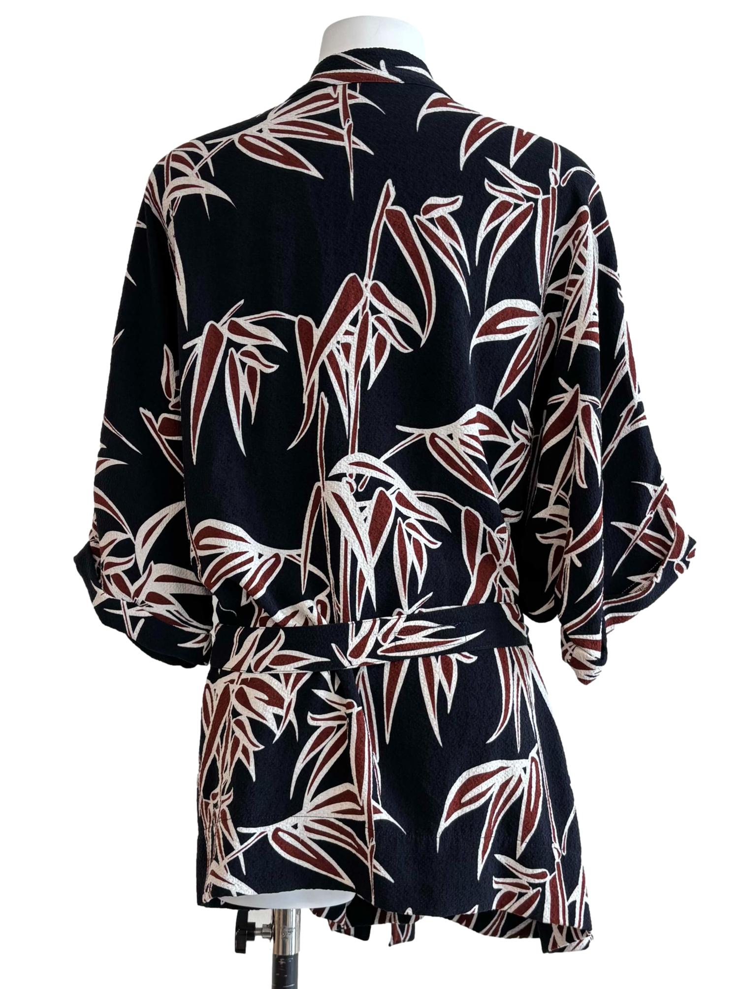 Blue Black Brown Print Wrap Cardigan